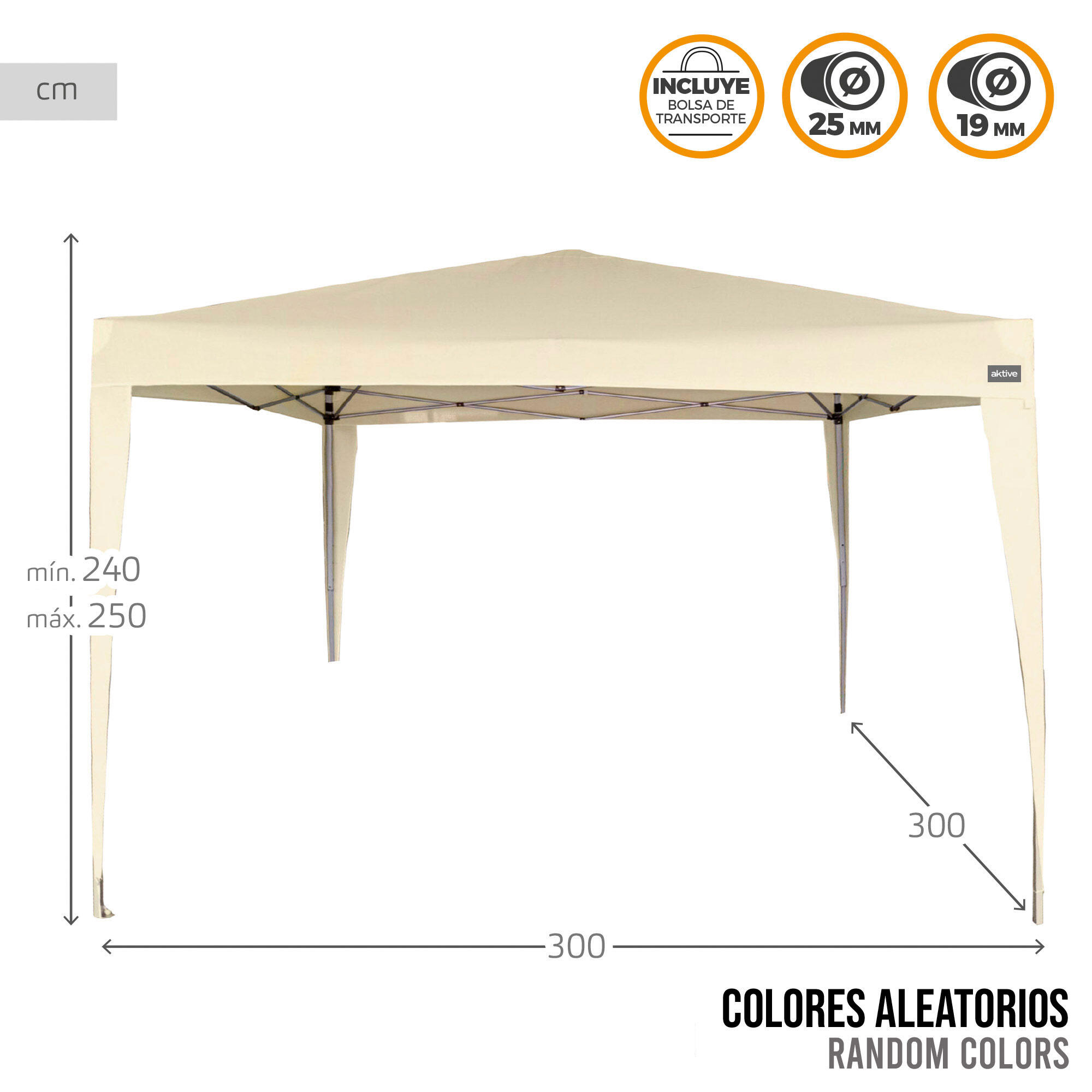Tonnelle pliable 300x300 cm crème Aktive 4/7