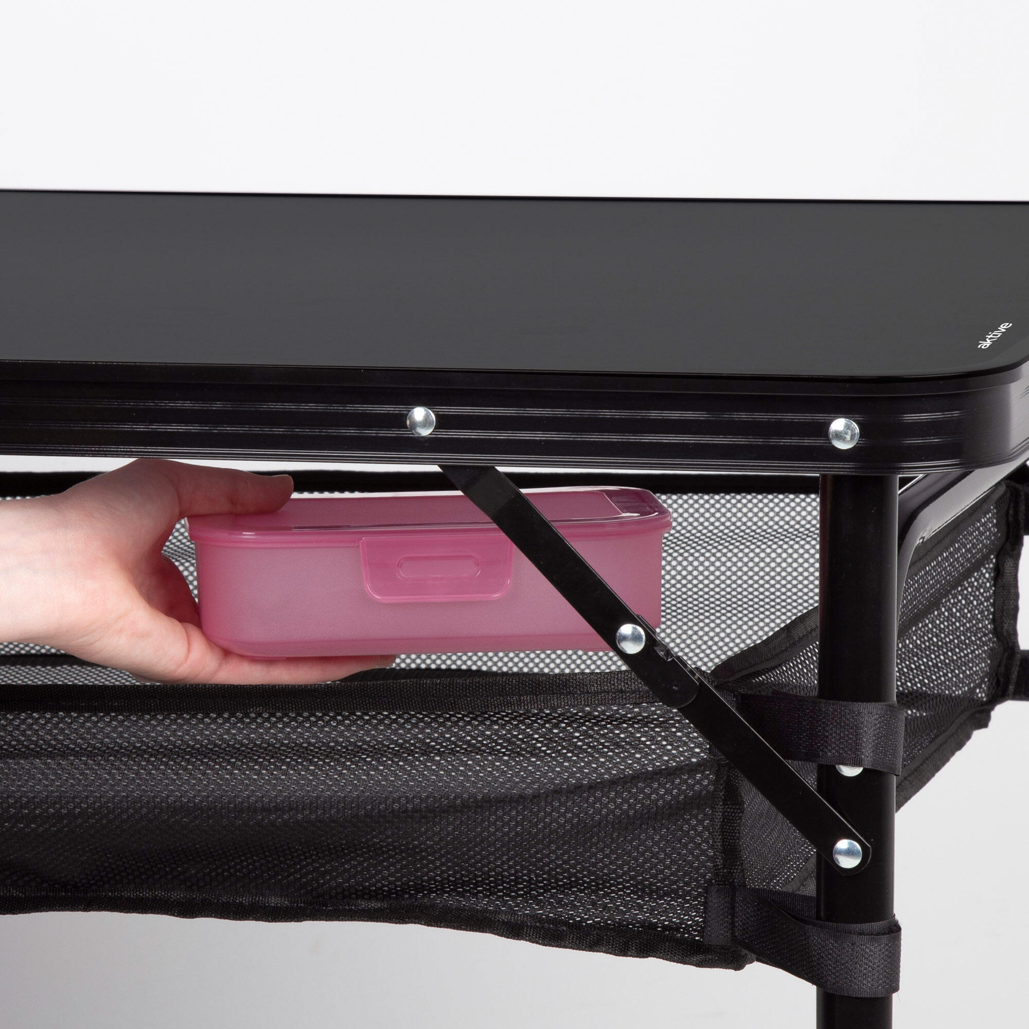 Aktive Mesa de acampamento dobrável preta, ajustável em altura e antiderrapante 6/7
