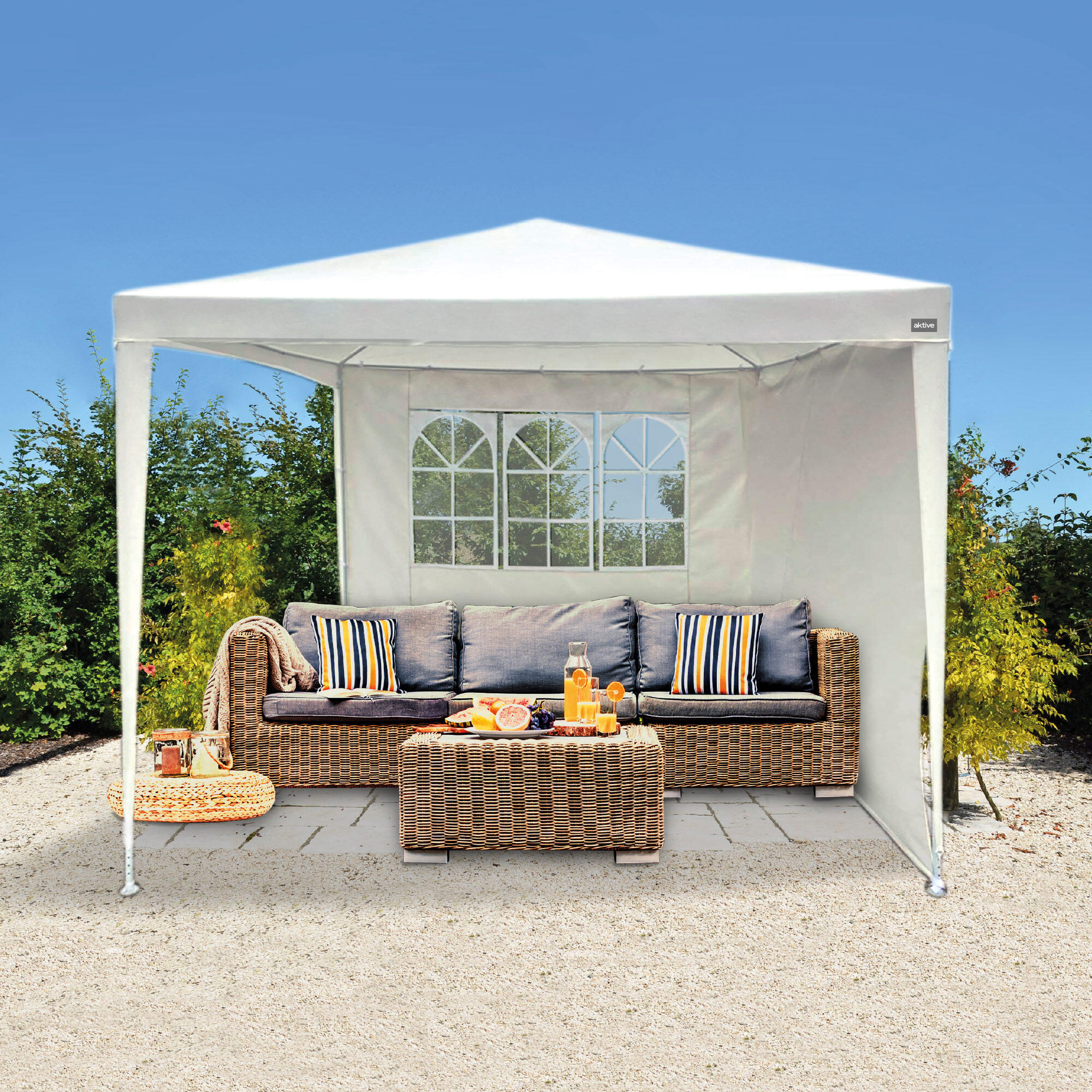 Toldo de campismo com janela e 2 paredes 270x270 cm bege Aktive 6/7