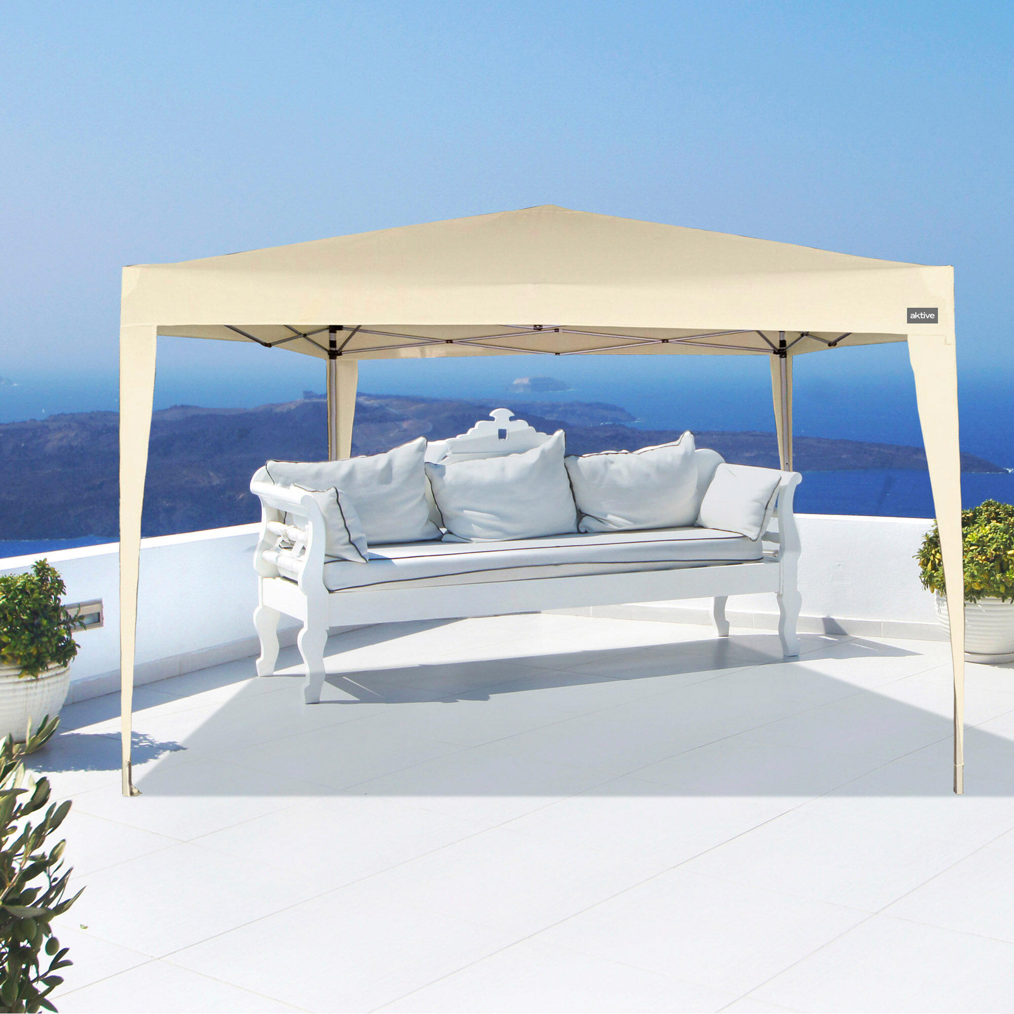 Tonnelle pliable 300x300 cm crème Aktive 6/7