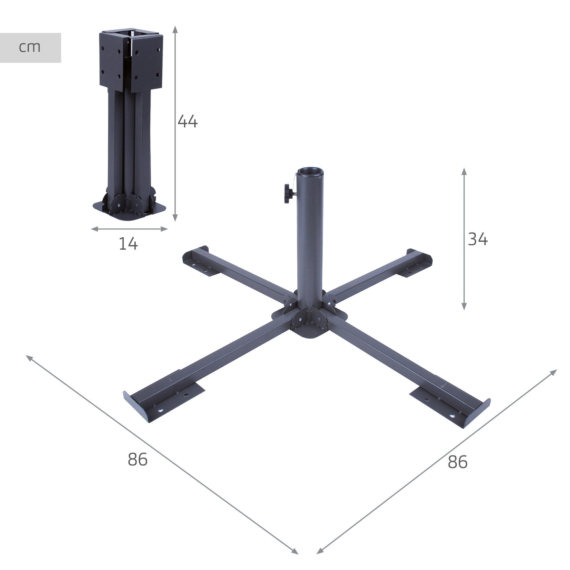 Base dobrável metal para o guarda-sol Aktive 4/7