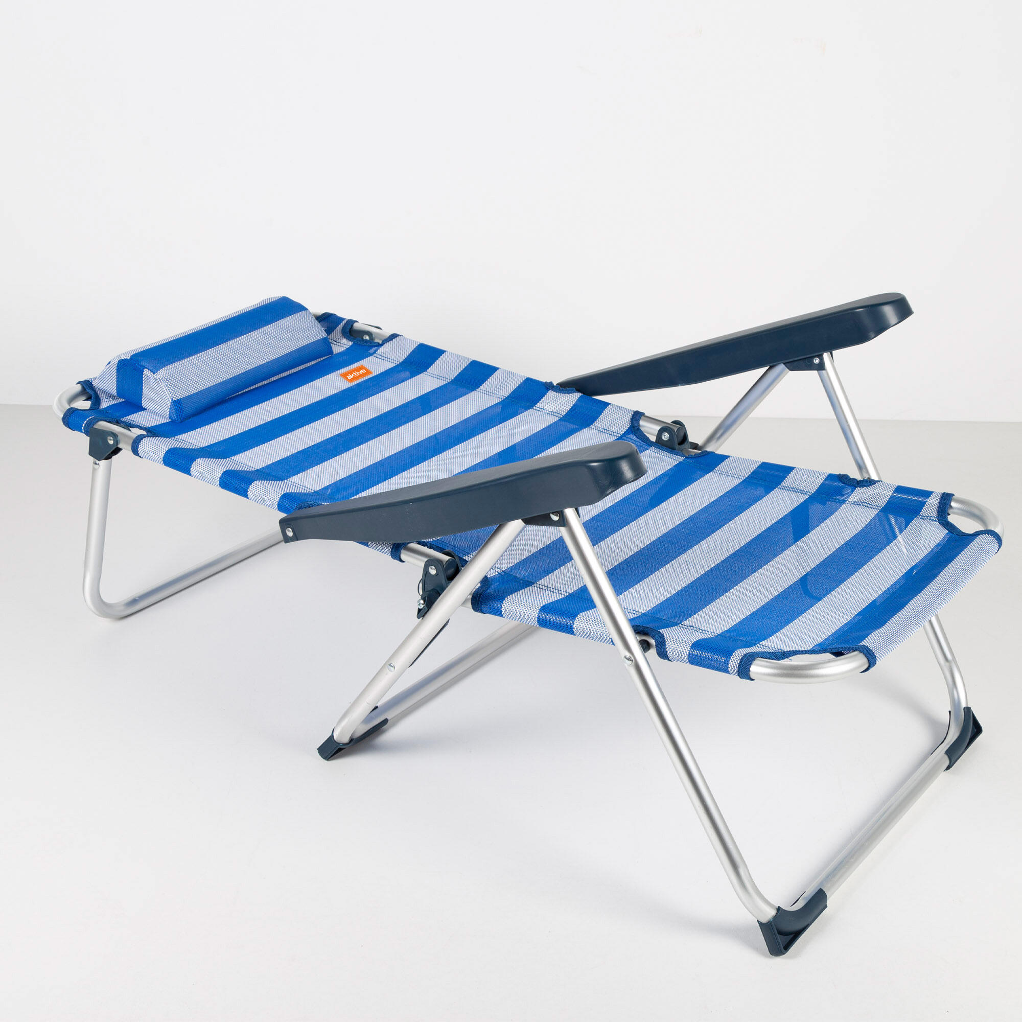 Aktive Confezione da 2 sedie da spiaggia pieghevoli 48x60x90 cm 5 posizioni 3/7