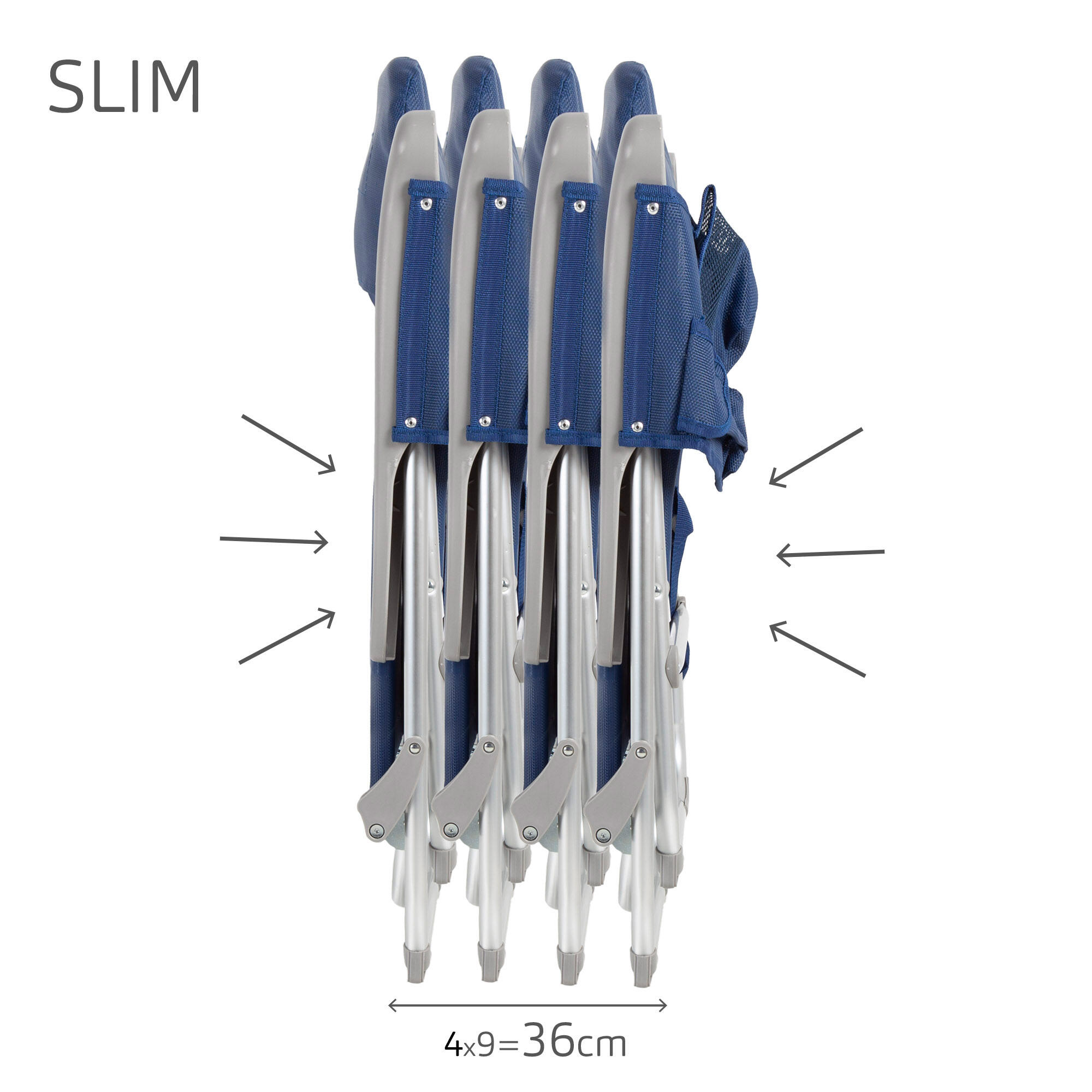 Aktive Confezione da 2 sedie da spiaggia pieghevoli multiposizione Slim 2/7