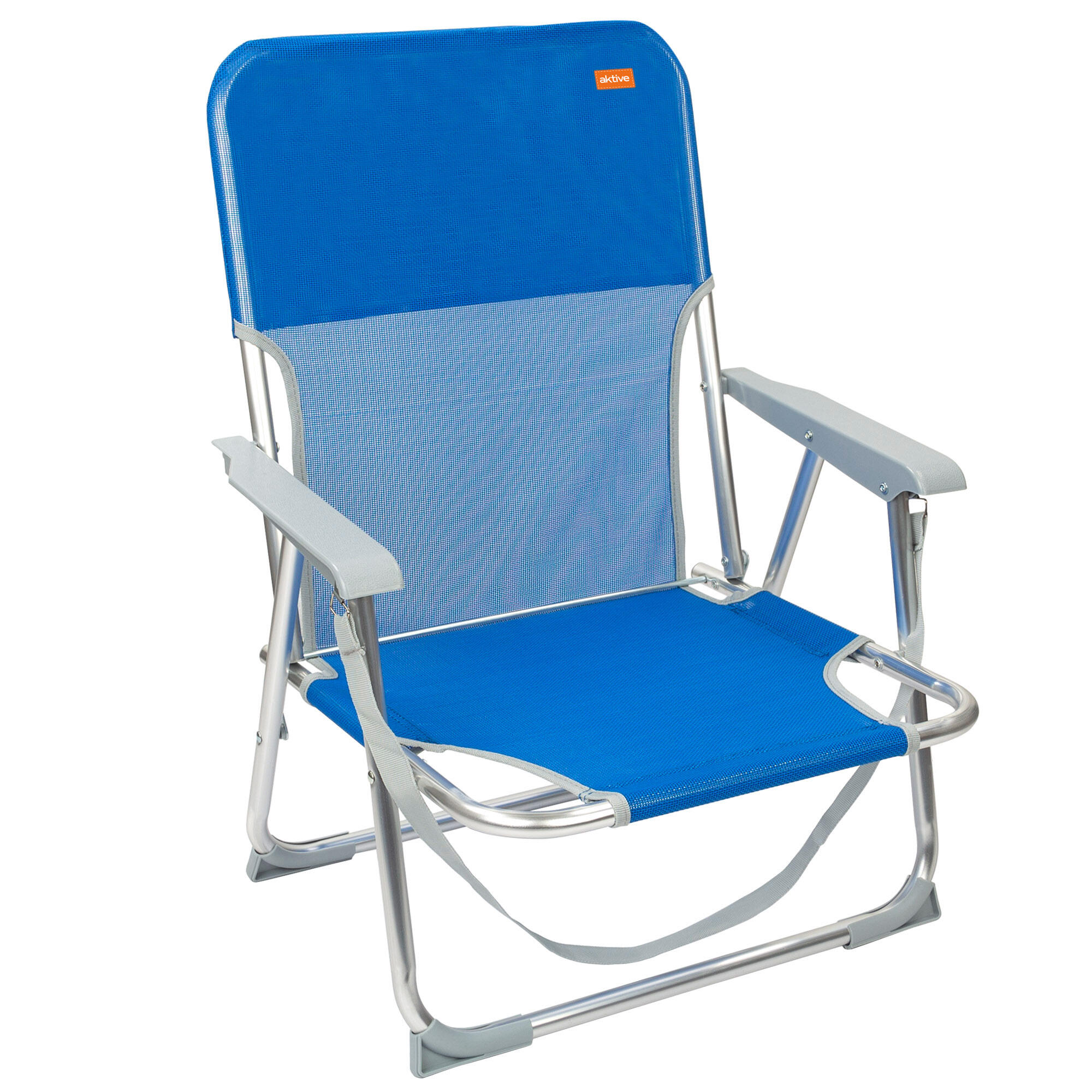 Aktive Pack de 2 chaises de plage pliantes bleues avec dossier fixe 2/7