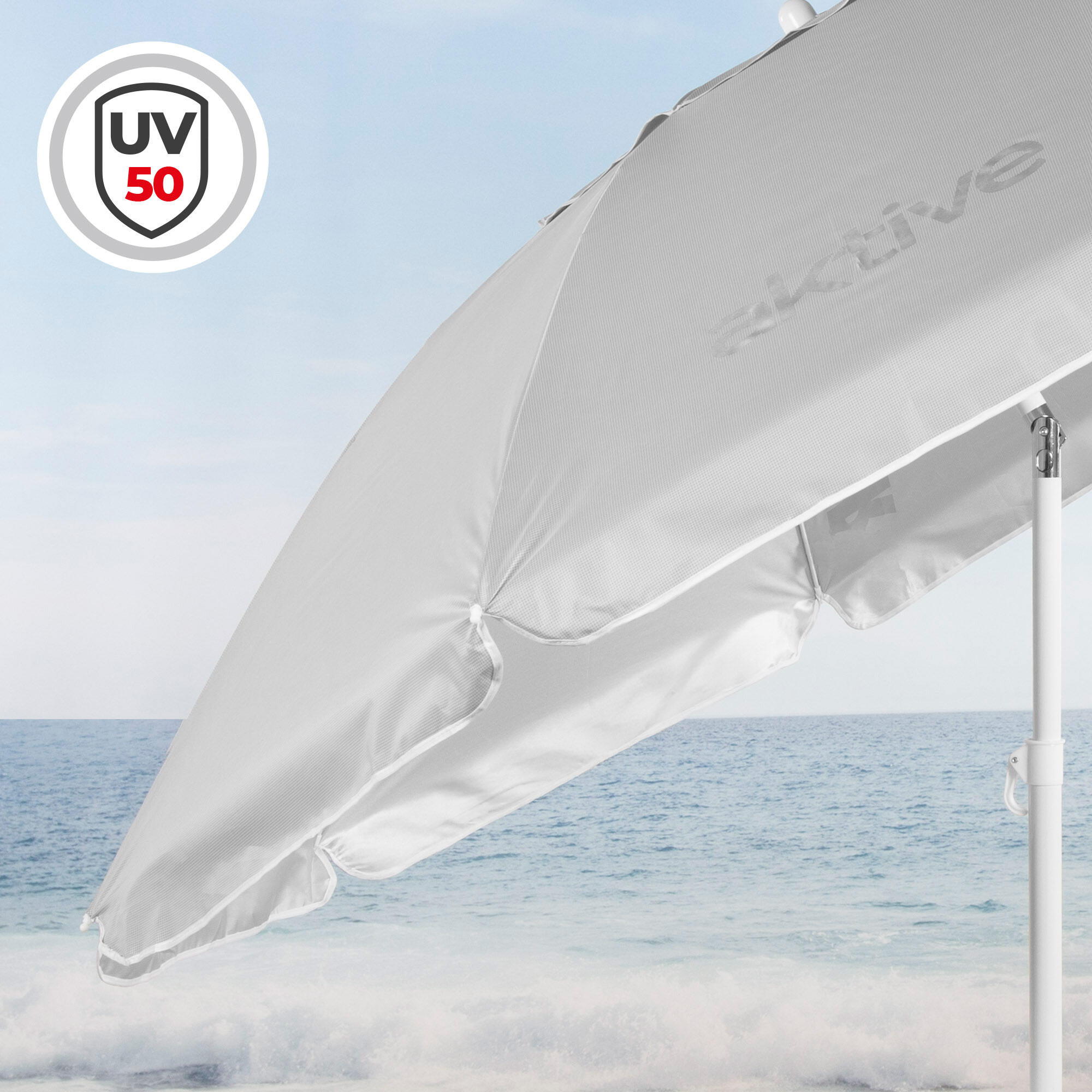 Aktive Sombrilla de playa 8 varillas 220 cm gris inclinable UV50 3/7