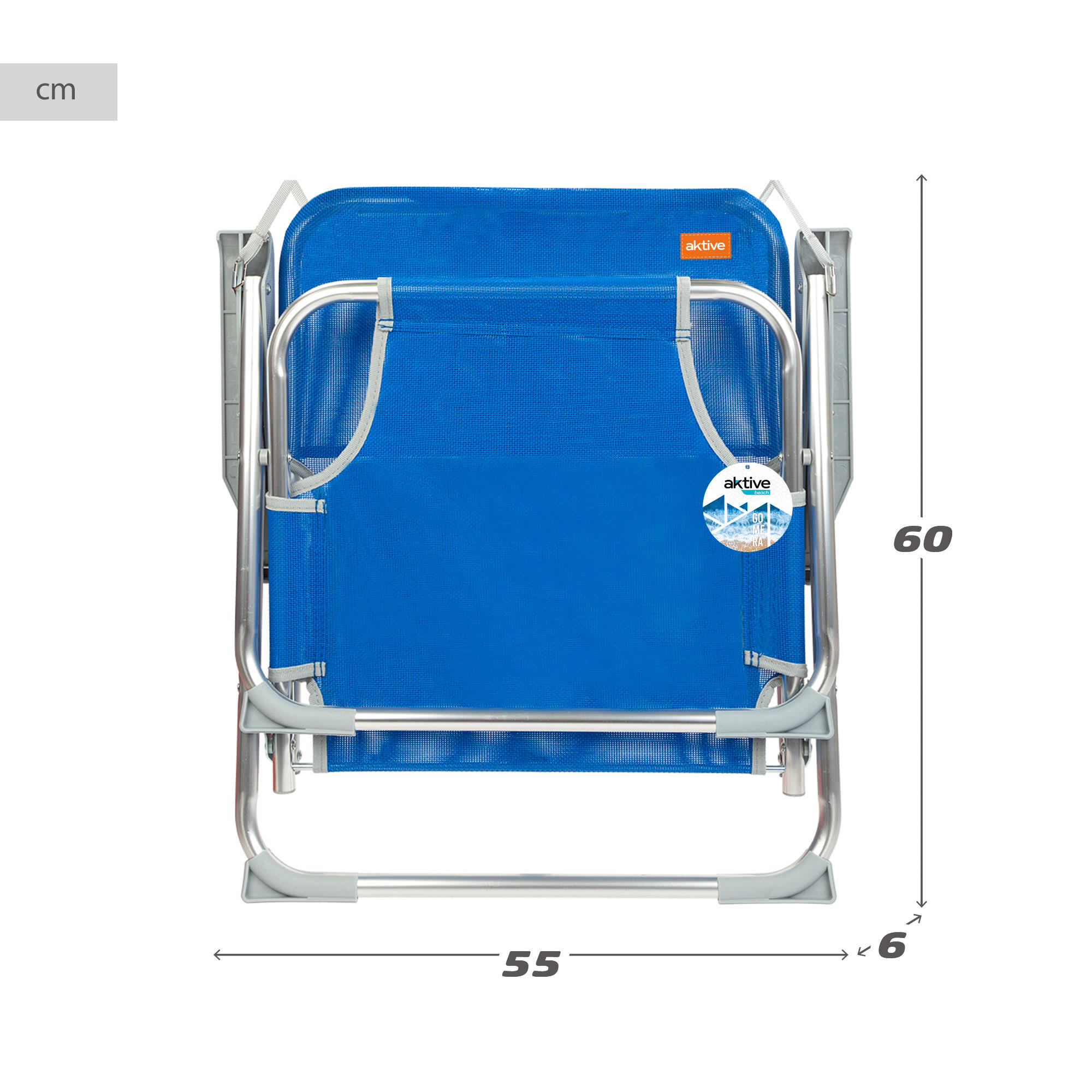 Aktive Pack de 2 chaises de plage pliantes bleues avec dossier fixe 5/7