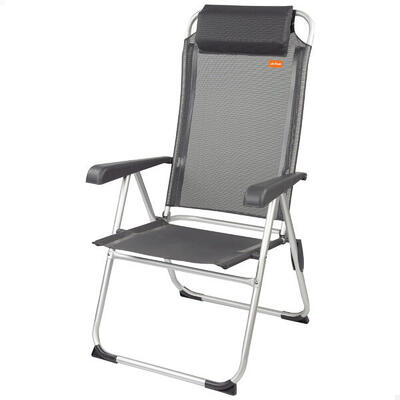 Sedia da campeggio pieghevole multiposizione grigio scuro con cuscino Aktive
