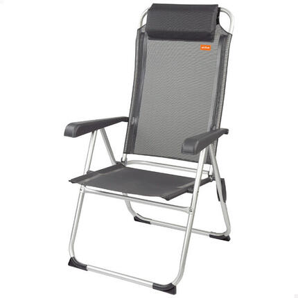 Chaise de plage, jardin ou camping avec coussin appui-tête et accoudoirs Aktive