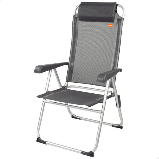 Chaise de plage, jardin ou camping avec coussin appui-tête et accoudoirs Aktive
