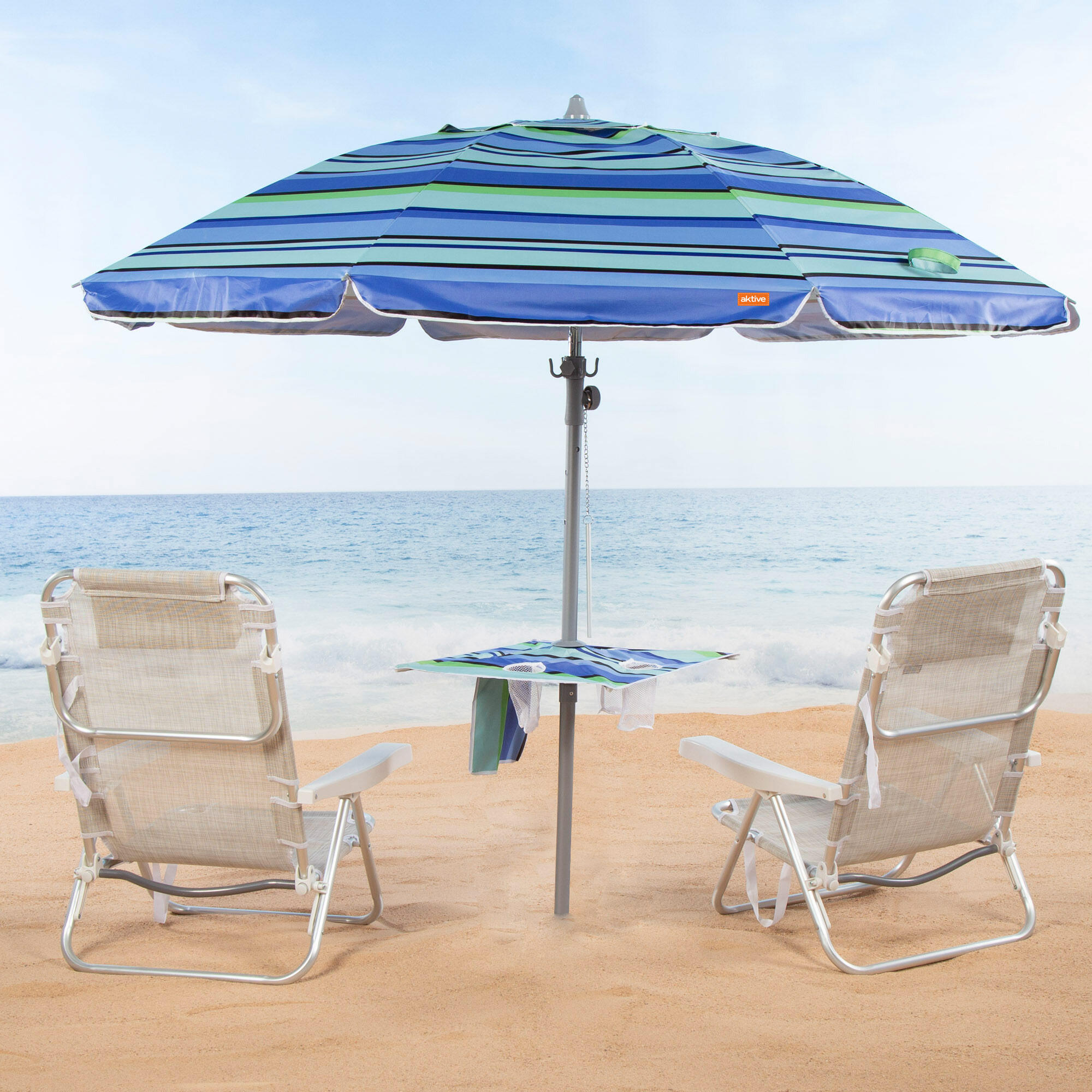 Aktive Grand parasol inclinable 210 cm UV50 avec paroi latérale et table 2/7
