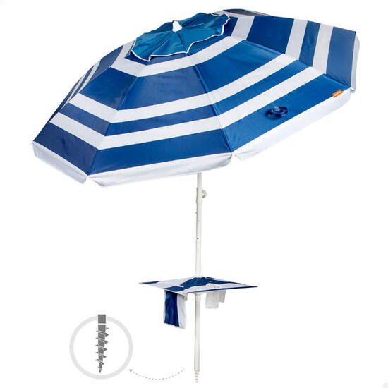 Aktive Grand parasol de plage inclinable 210 cm UV50 marine avec / table