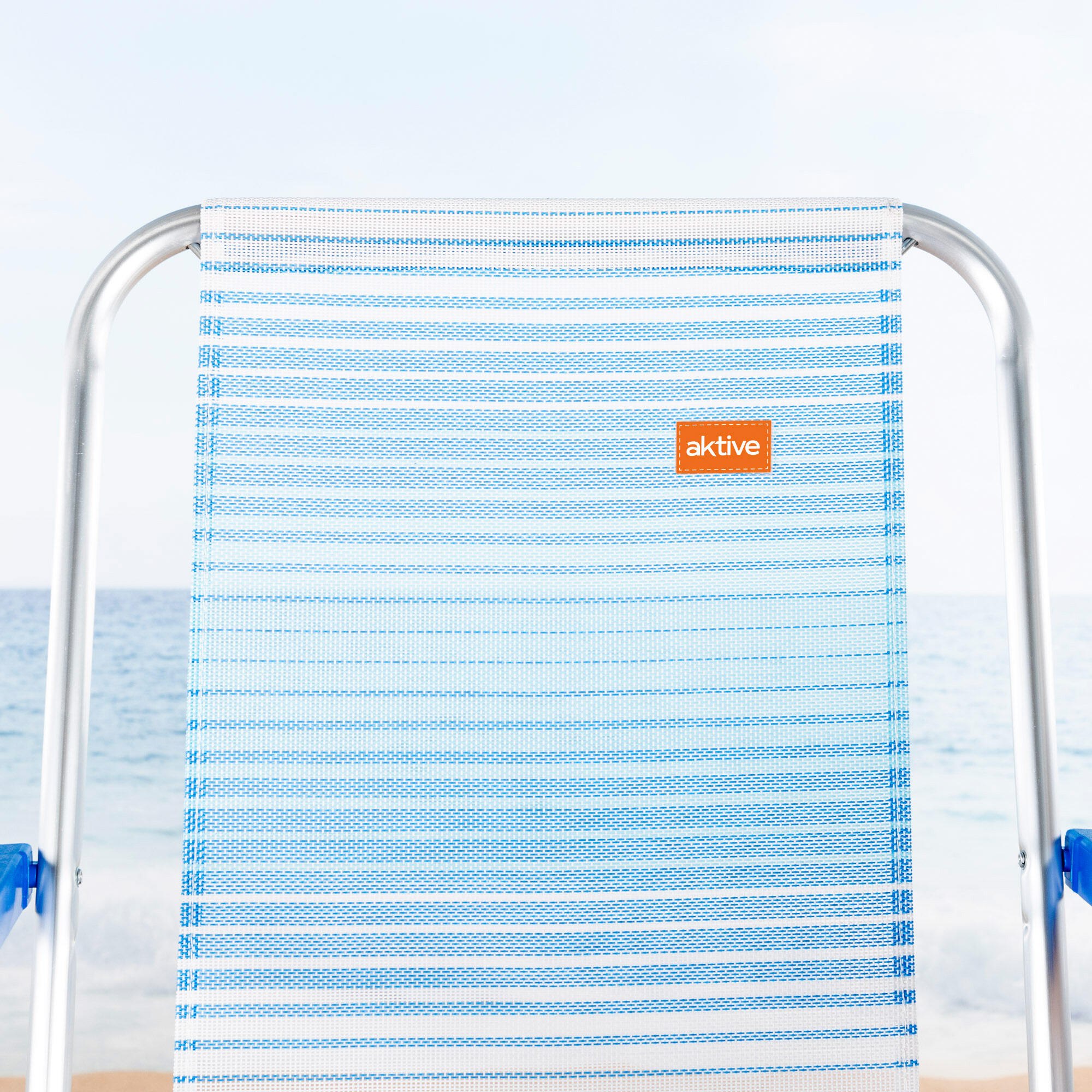 Aktive Pack 2 cadeiras de praia dobráveis fixas às riscas azuis e brancas 5/7