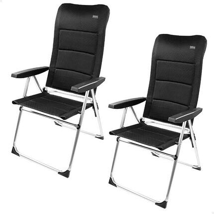 Aktive Set van 2 opklapbare en verstelbare stoelen met zwarte bekleding