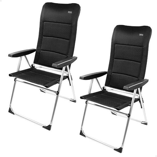 Aktive Set van 2 opklapbare en verstelbare stoelen met zwarte bekleding