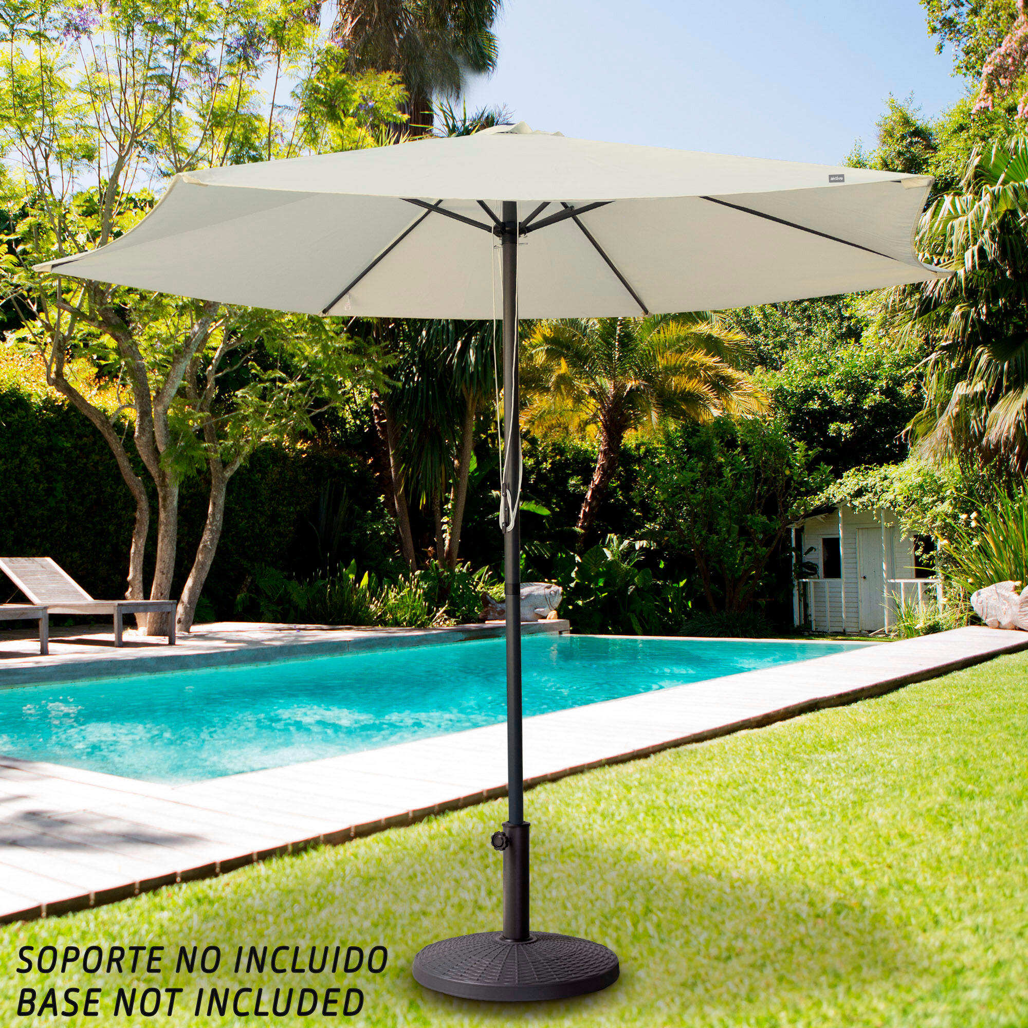 Parasol de jardin hexagonal Ø300 cm avec système de poulie double Aktive 2/7