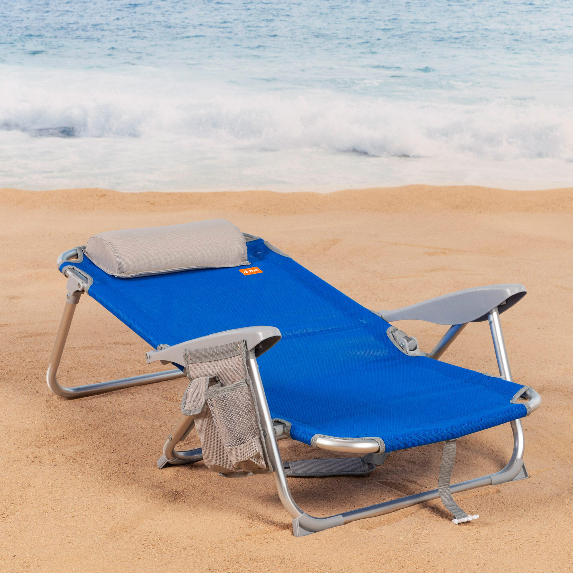 Aktive Pack 2 cadeiras de praia dobráveis multiposição azul 3/7