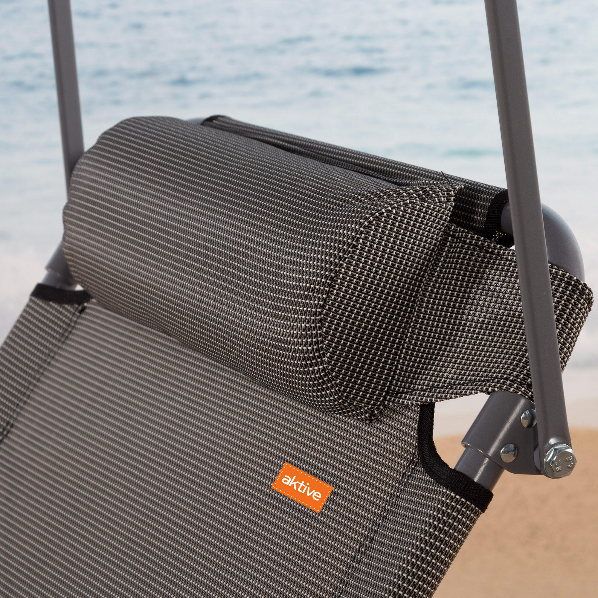 Pack de 2 espreguiçadeiras de praia dobráveis c/guarda-sol e almofada Aktive 3/7