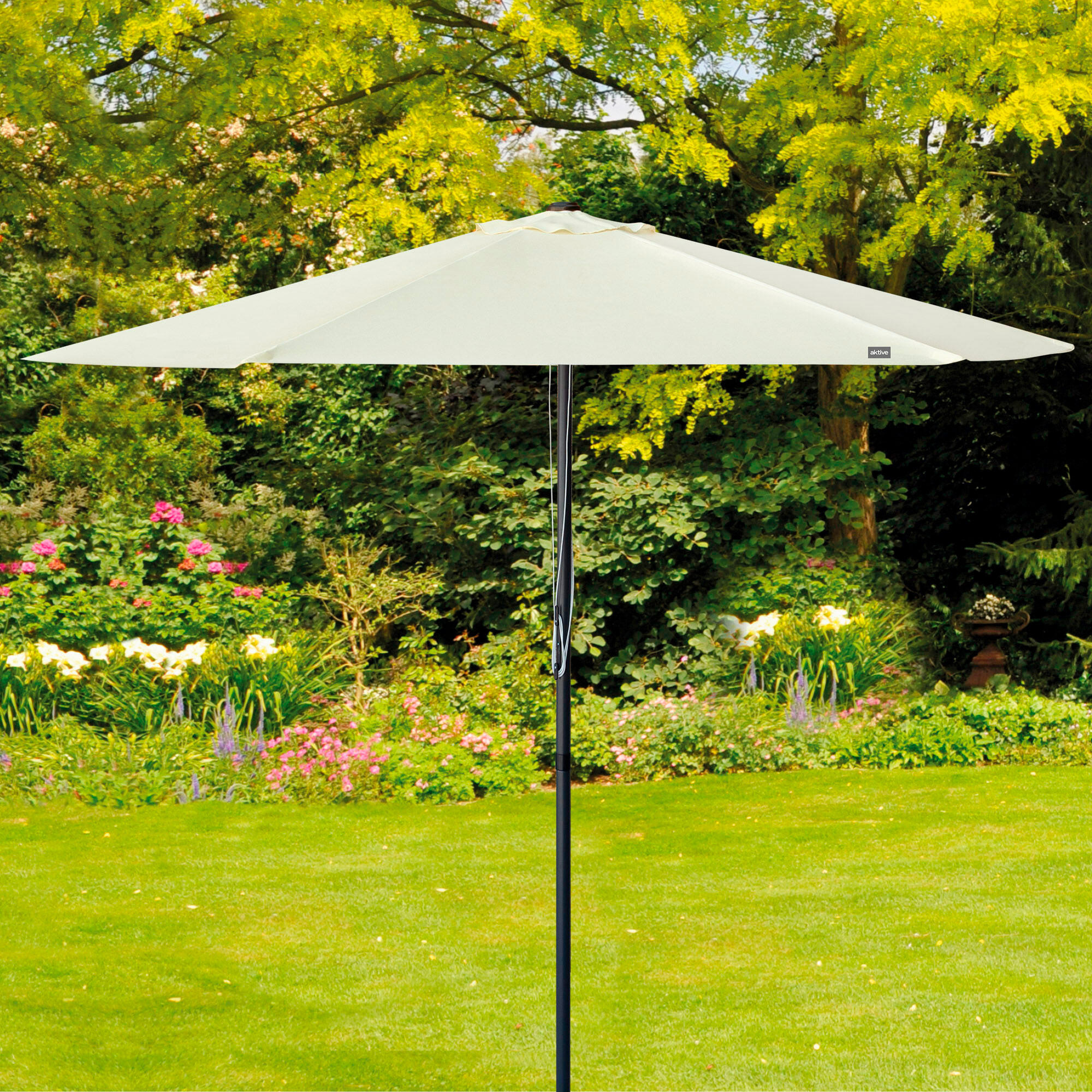 Parasol de jardin hexagonal Ø300 cm avec système de poulie double Aktive 6/7