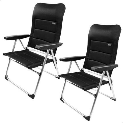 Aktive Set van 2 opklapbare en verstelbare stoelen met zwarte bekleding