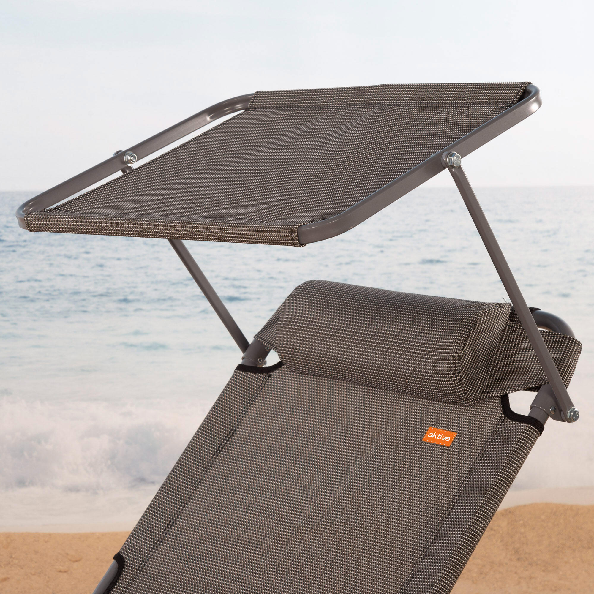 Pack de 2 espreguiçadeiras de praia dobráveis c/guarda-sol e almofada Aktive 6/7