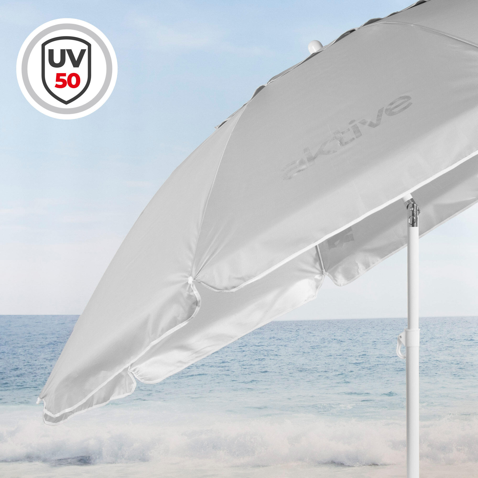 Aktive Sombrilla de playa 8 varillas 200 cm gris inclinable UV50 3/7