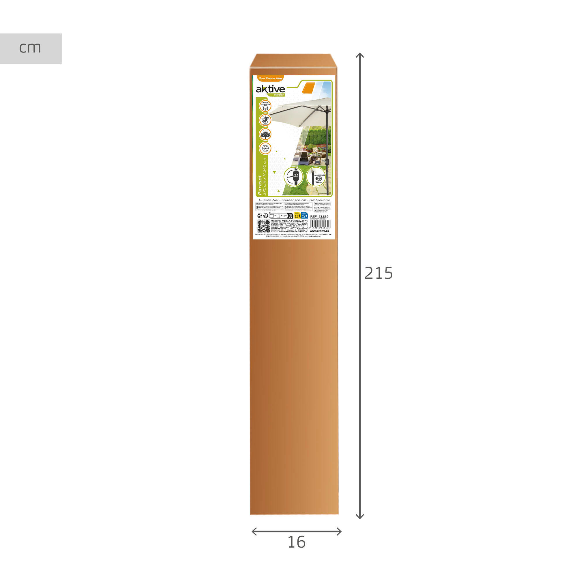 Guarda-chuva de jardim quadrado 300x300 cm com proteção UV50 Aktive 7/7
