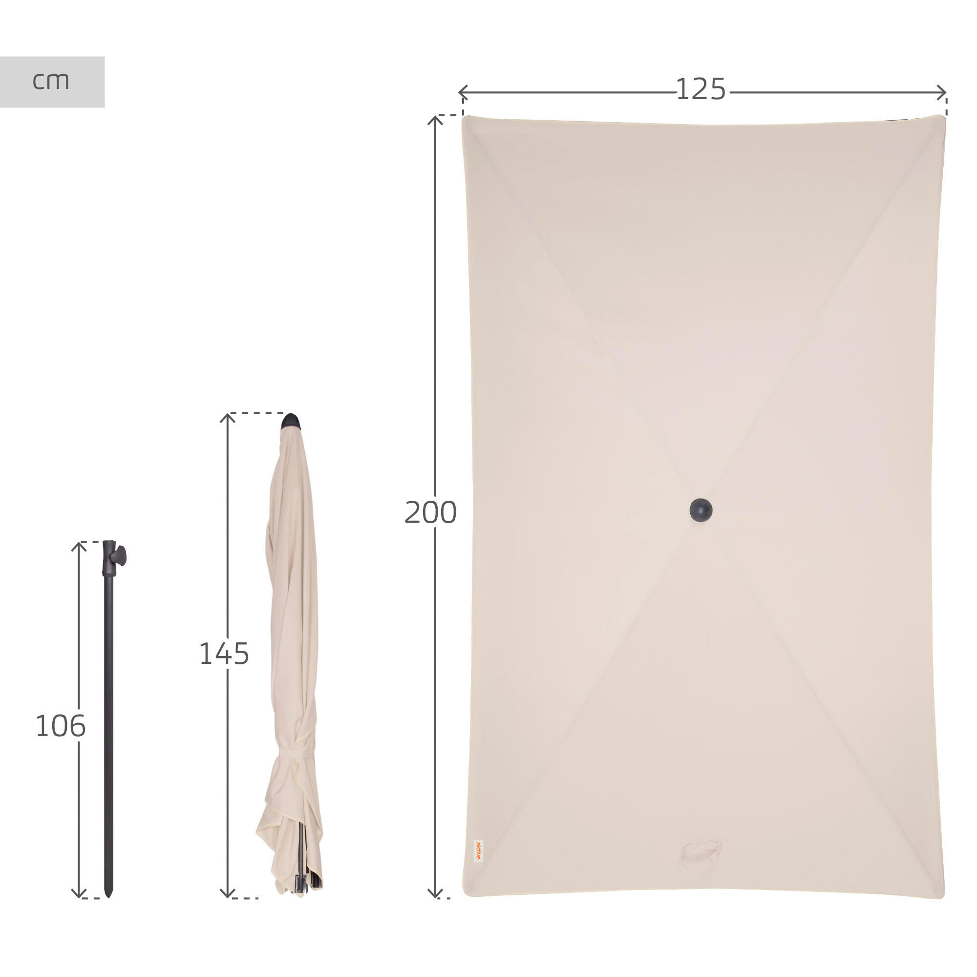 Aktive Parasol de balcon inclinable rectangulaire 200x125 cm crème UV30 4/7