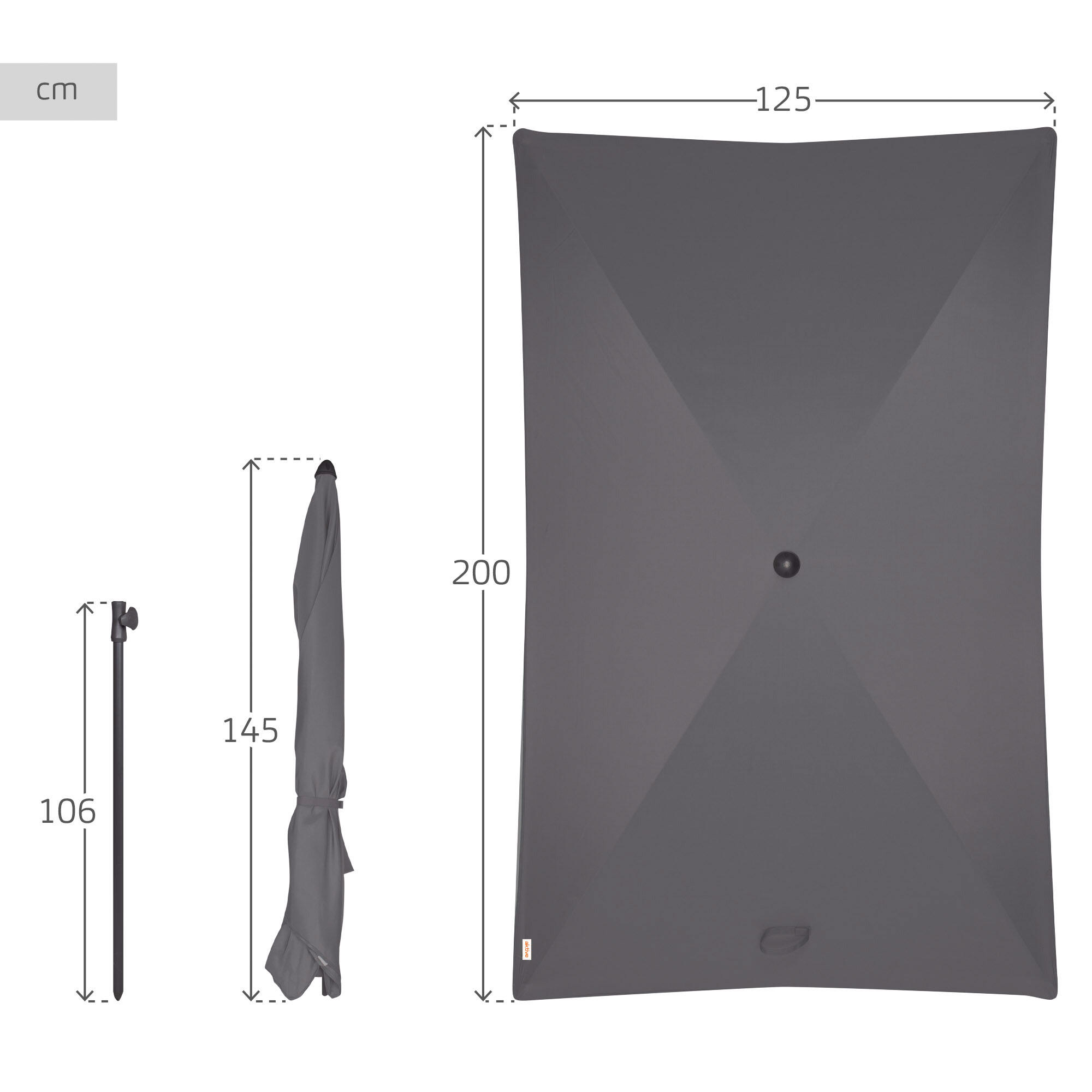 Aktive Parasole rettangolare balcone inclinabile antracite 200x125 cm UV30 4/7