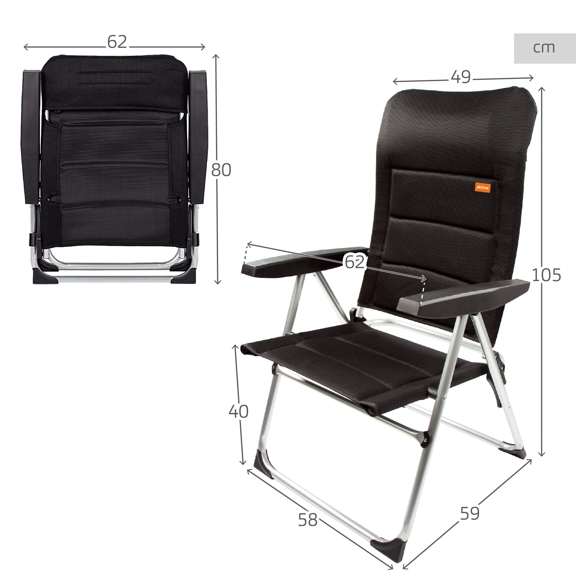 Sedia da giardino pieghevole imbottita multiposizione deluxe Aktive 4/7