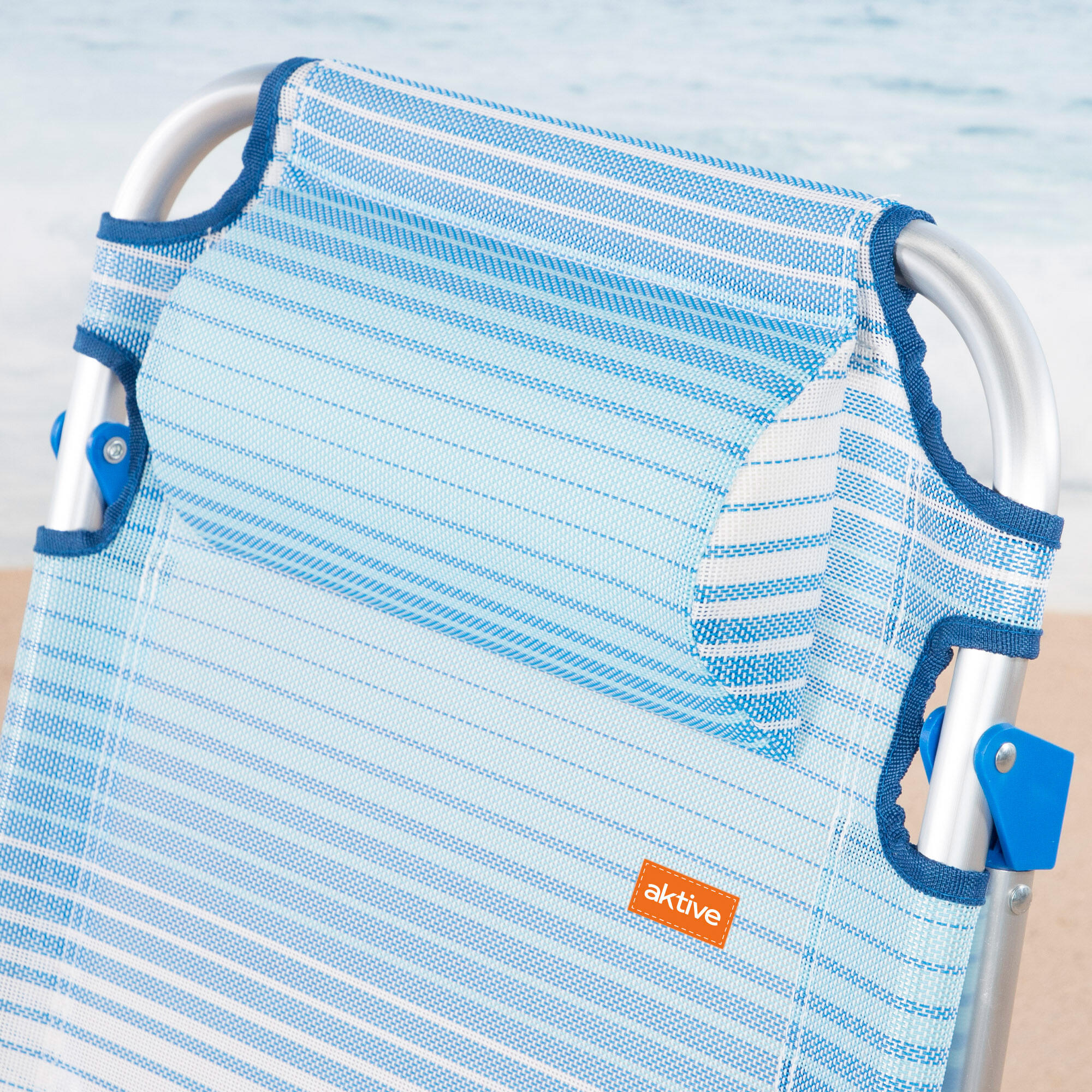 Aktive Confezione da 2 sedie da spiaggia pieghevoli 48x60x90 cm blu 5 posizioni 5/7