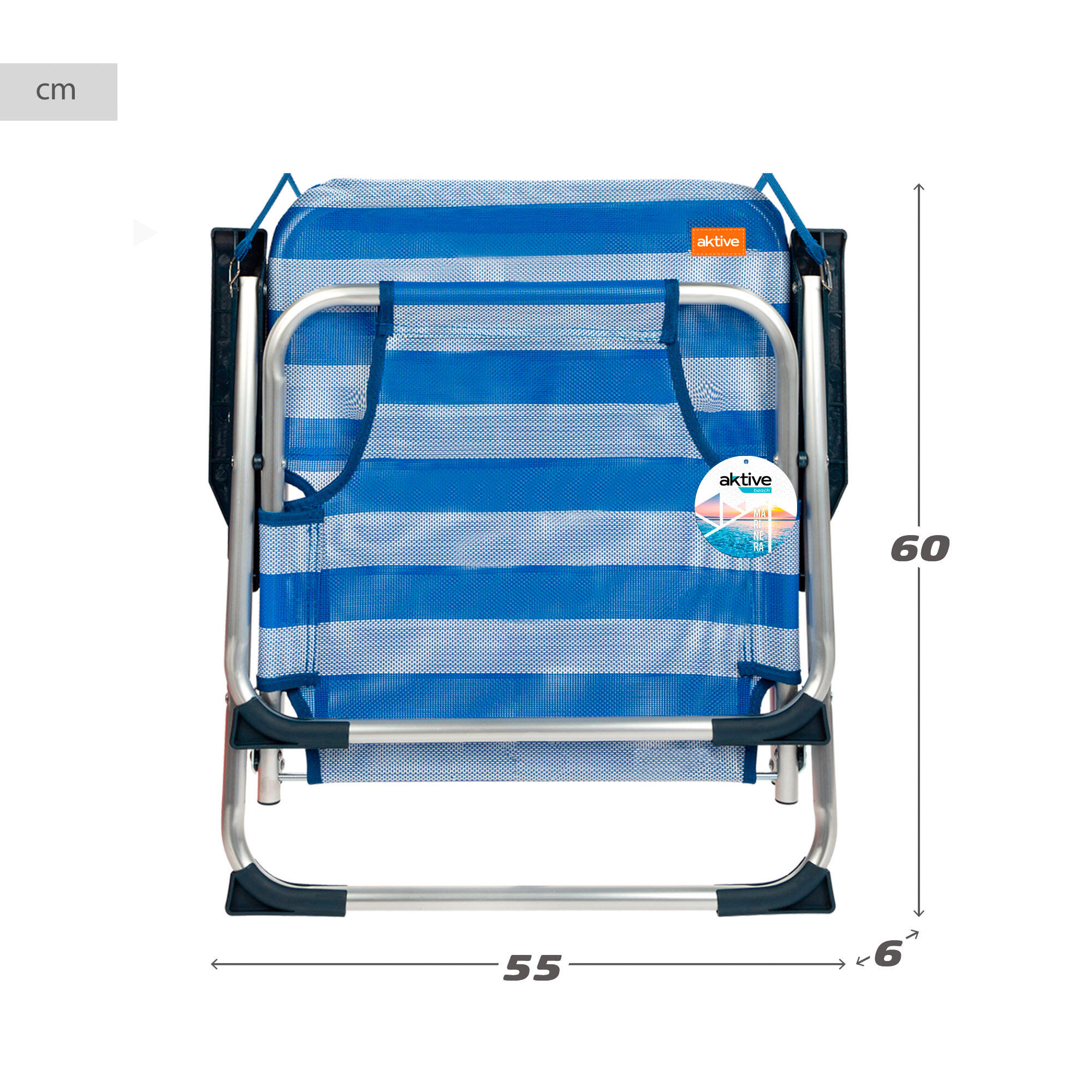 Aktive Pack de 2 chaises de plage fixes et pliantes à rayures 5/7