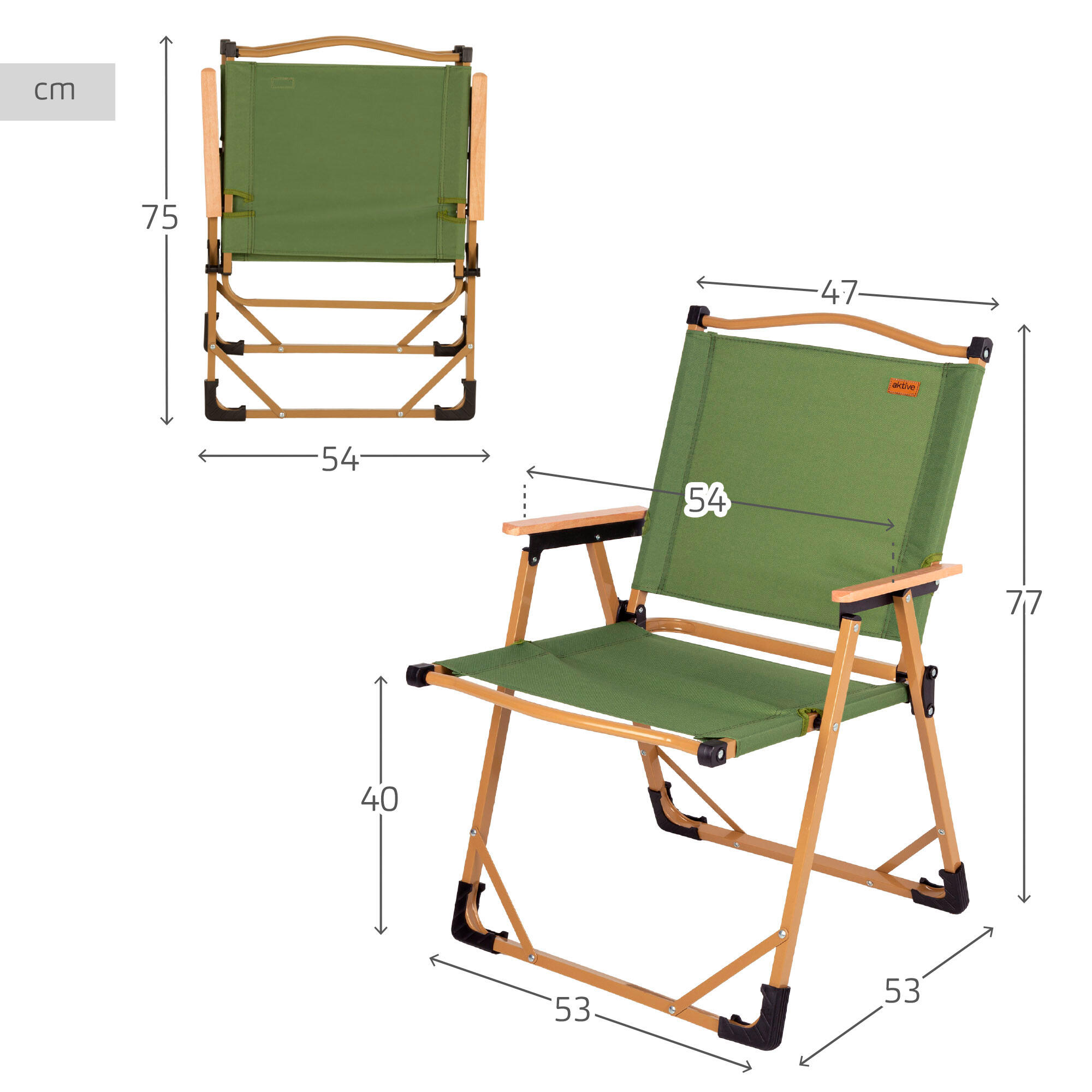 Aktive Sedia pieghevole alta glamping acciaio verde 4/7