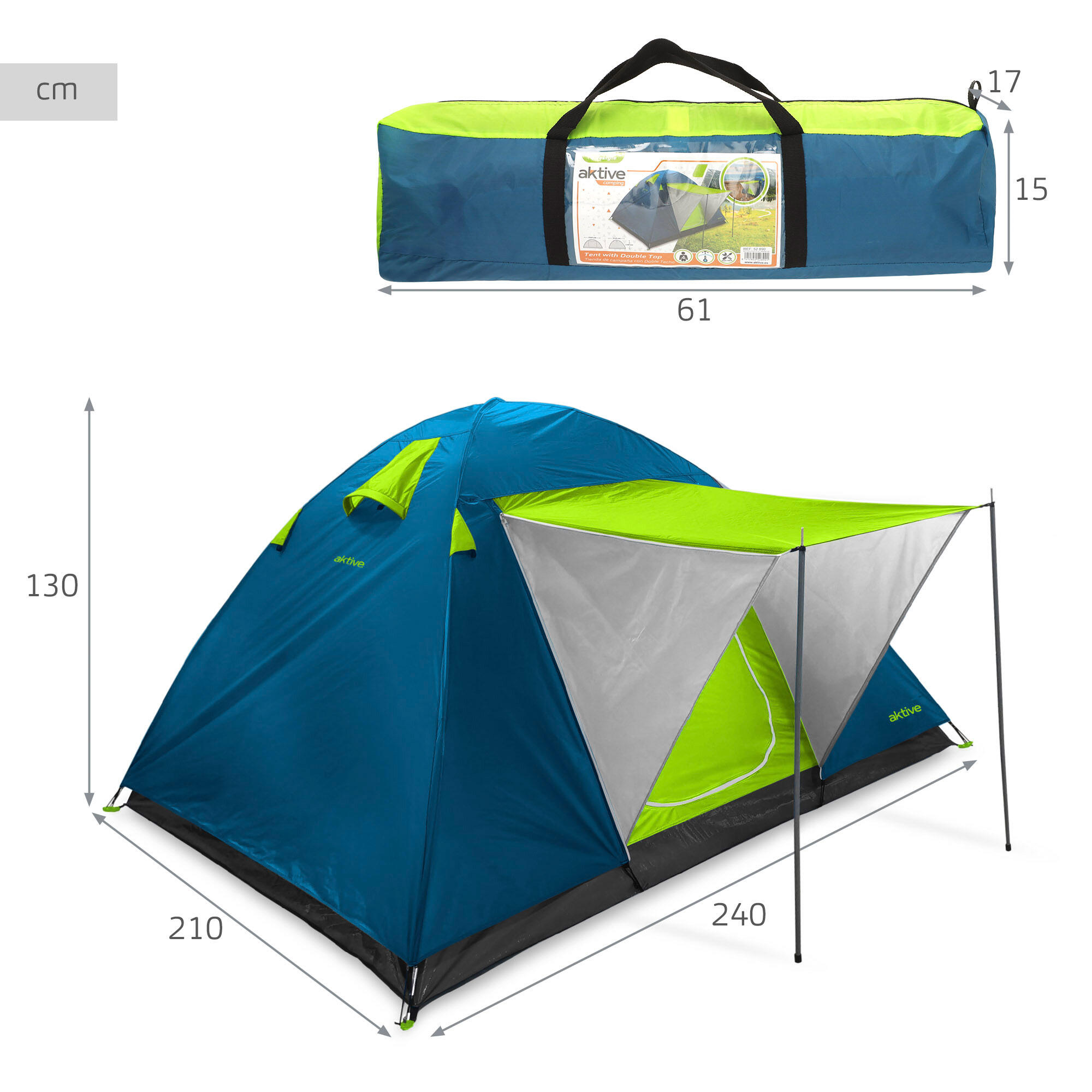 Tente Igloo avec auvent pour 4 personnes Aktive 4/7