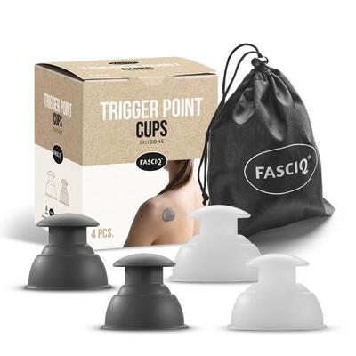 ® sports cupping set – trigger point cups - witgrijs - 100% food grade