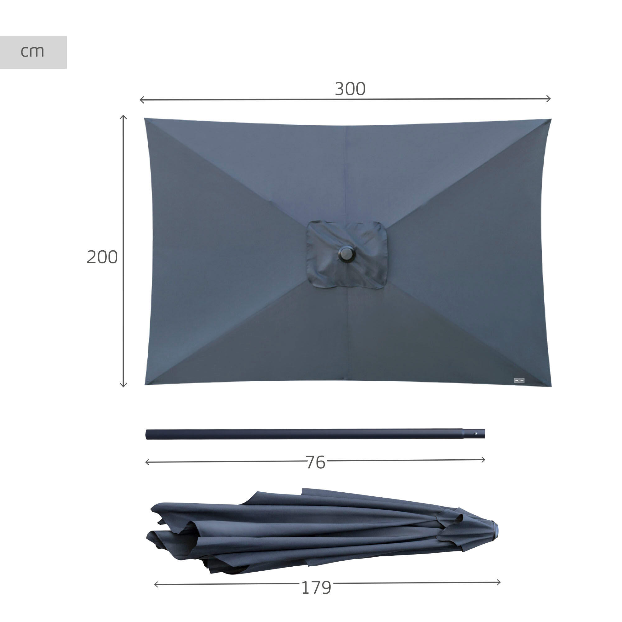 Parasol rectangulaire 200x300cm mât aluminium anthracite Aktive Garden 4/7
