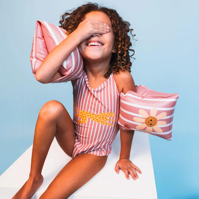 Swim Essentials Costume intero bambina bambine - Rosso/Bianco Striped - Fiore 2/7