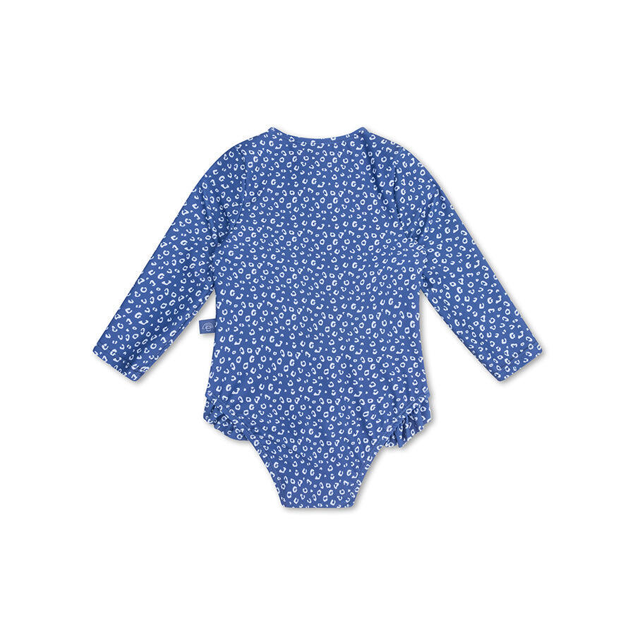 UV Bañador niñas con Mangas 1-2 Años - Lila - Estampado de Leopardo - 86/92 3/7