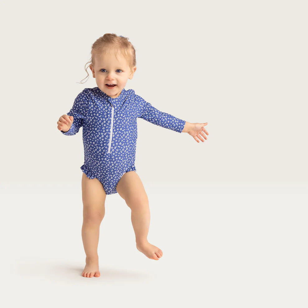 UV Bañador niñas con Mangas 1-2 Años - Lila - Estampado de Leopardo - 86/92 2/7