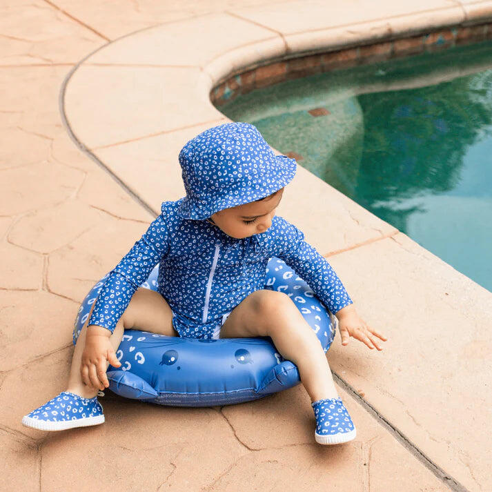 UV Bañador niñas con Mangas 1-2 Años - Lila - Estampado de Leopardo - 86/92 5/7