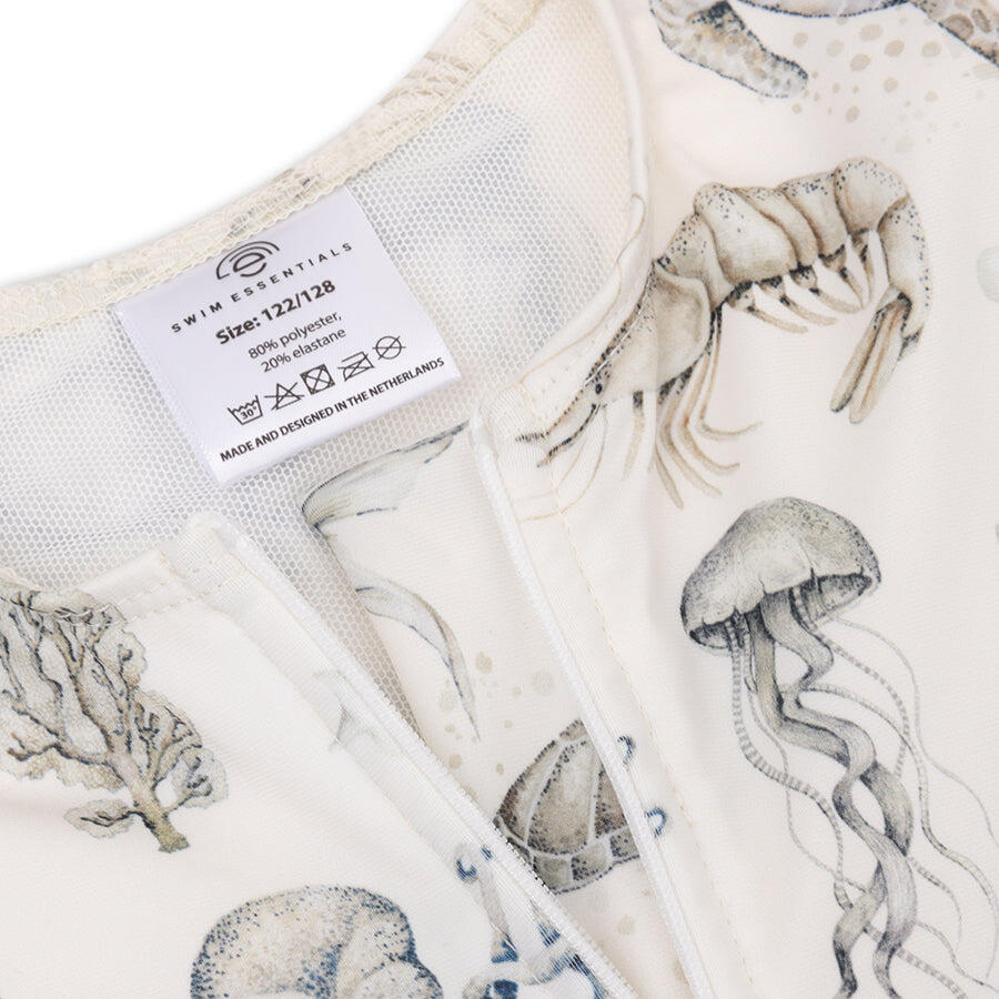 Swim Essentials Costume intero bambina UV con maniche - Verde/Bianco - Sea Life 3/6