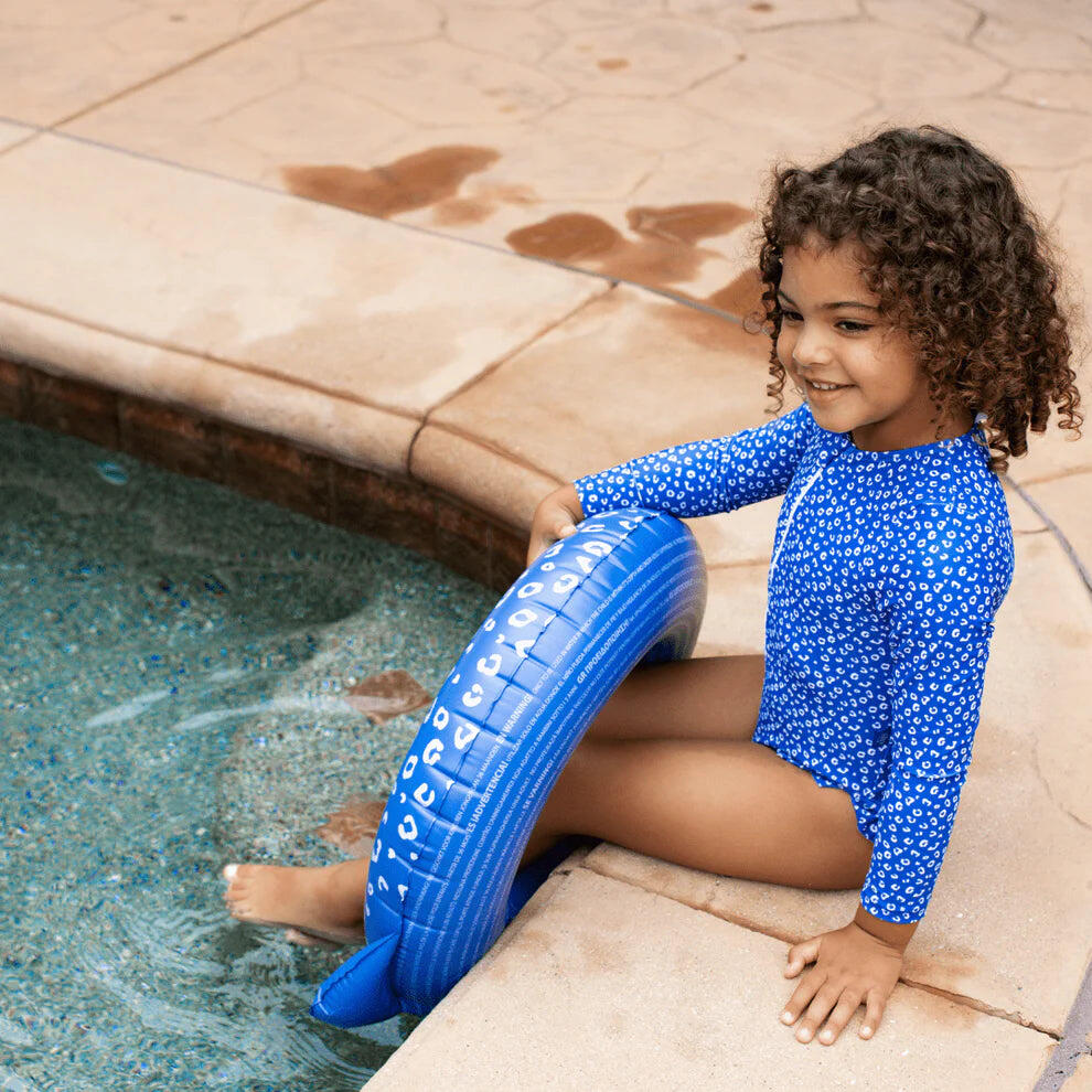 UV Bañador niñas con Mangas 1-2 Años - Lila - Estampado de Leopardo - 86/92 6/7