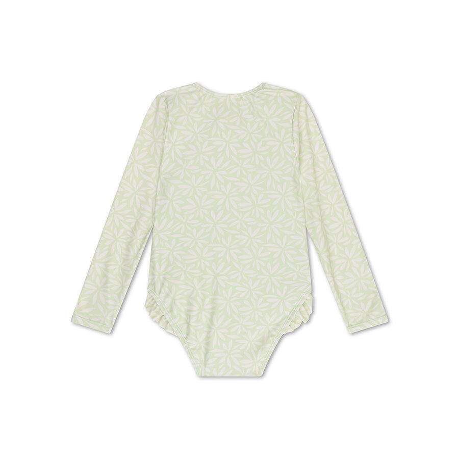 Maillot de bain anti-UV fille à manches longues - Vert - Matcha - 110/116 3/7