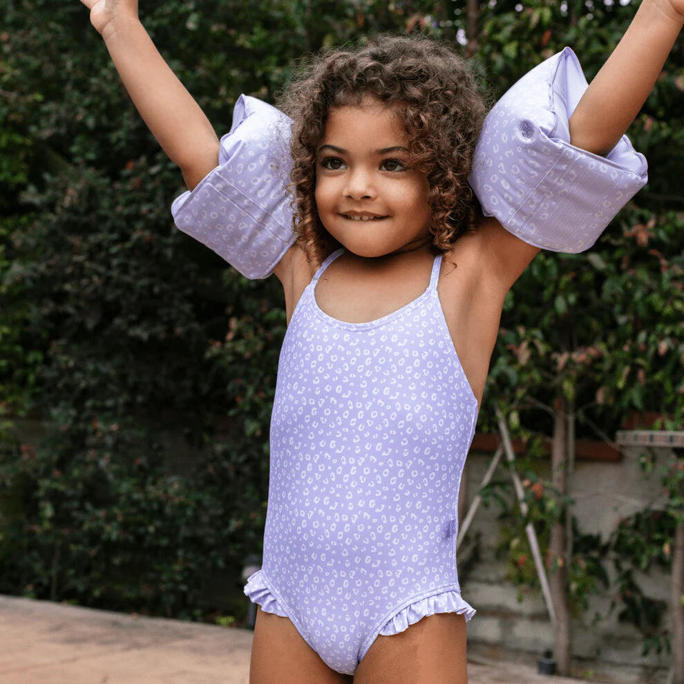 Swim Essentials Swimsuit Girls - Lila - Leopard 5/5
