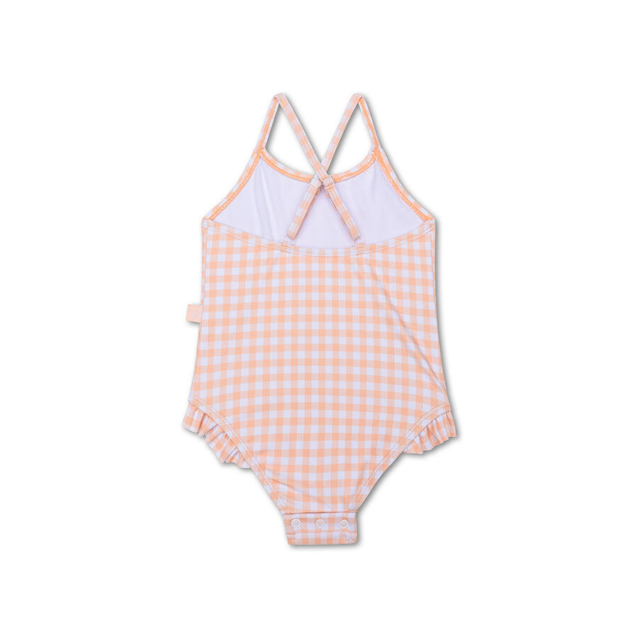Bañador Niñas - 2-6 Meses - Naranja/Blanco - Sunset Grid - 62/68 3/6