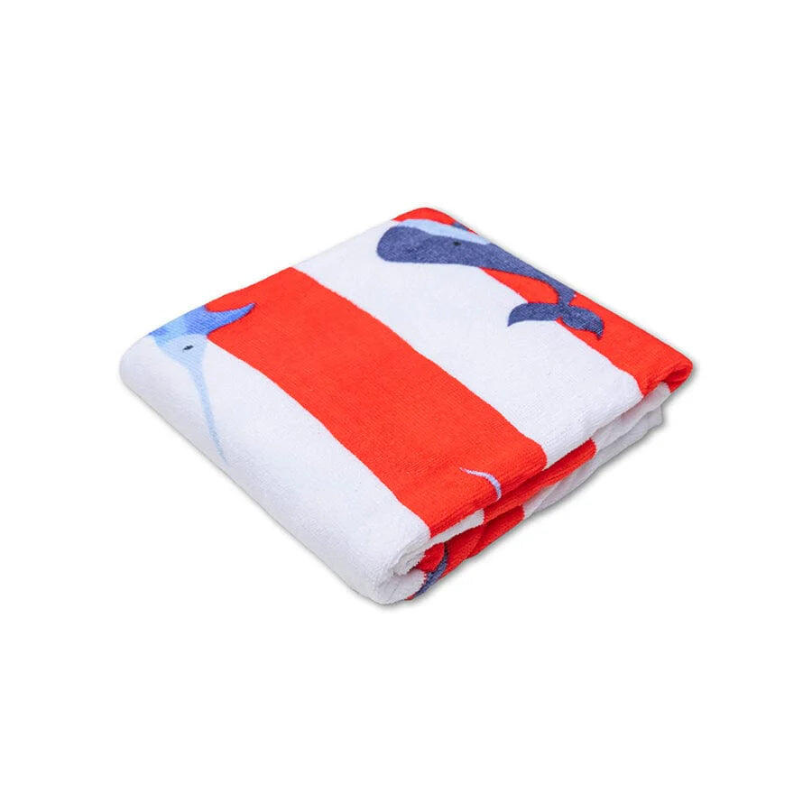 Swim Essentials Strandlaken Strandtuch rot/weiß Wal Muster 135 x 65 cm 4/4