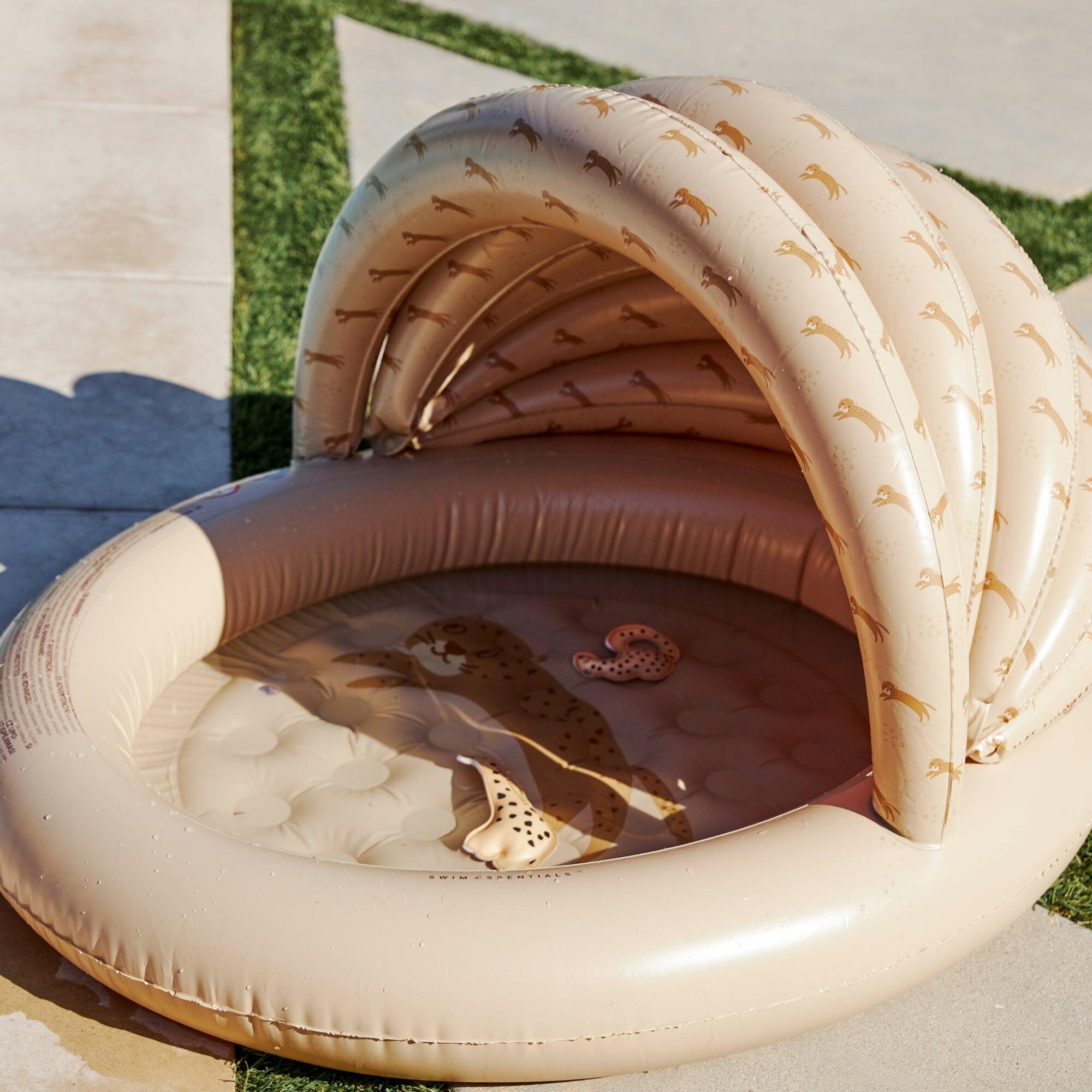 Piscina para niños - Beige - Leopard - Ø 100 cm con toldo 4/5