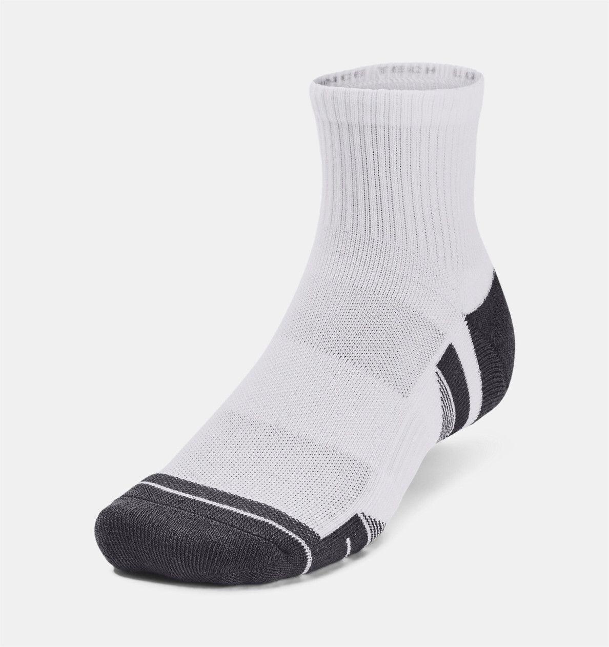 3 Pairs of Under Armour Performance Tech Mid-High Socks White Unisex 4/4
