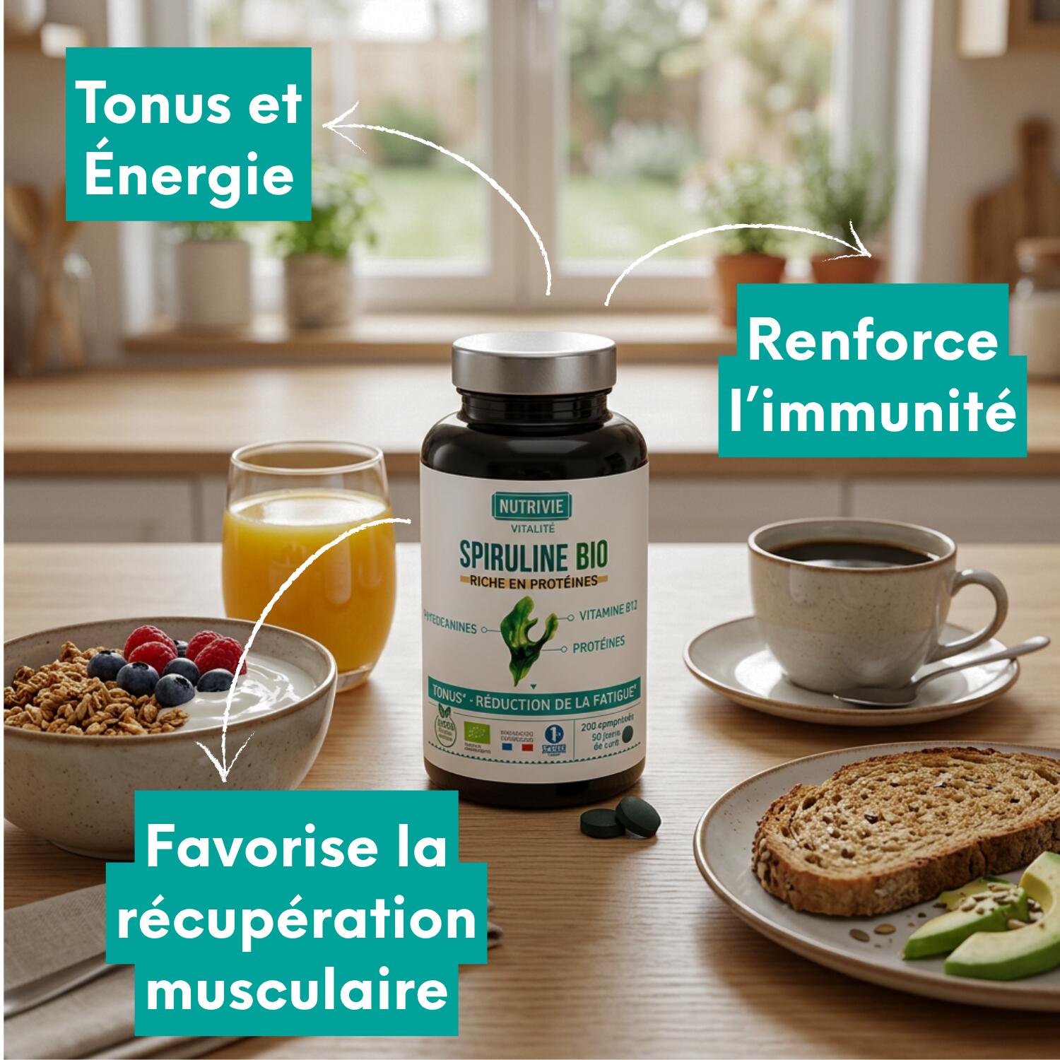 Spiruline Bio Sport – 200comprimés - Énergie Endurance et Récupération 2/5