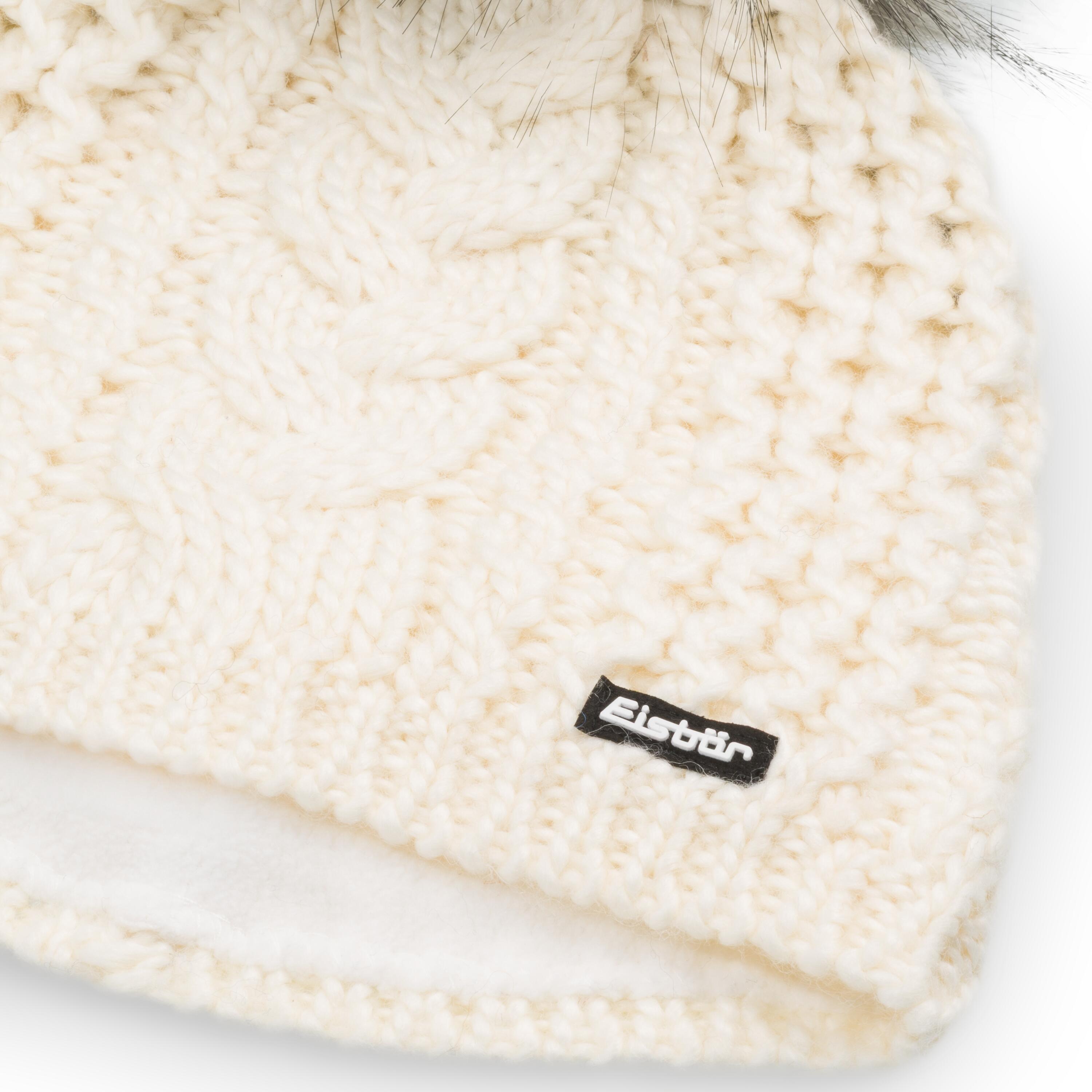 Muts Afra Lux muts met pompon dames wintermuts fleece pompon warm Merino 2/4