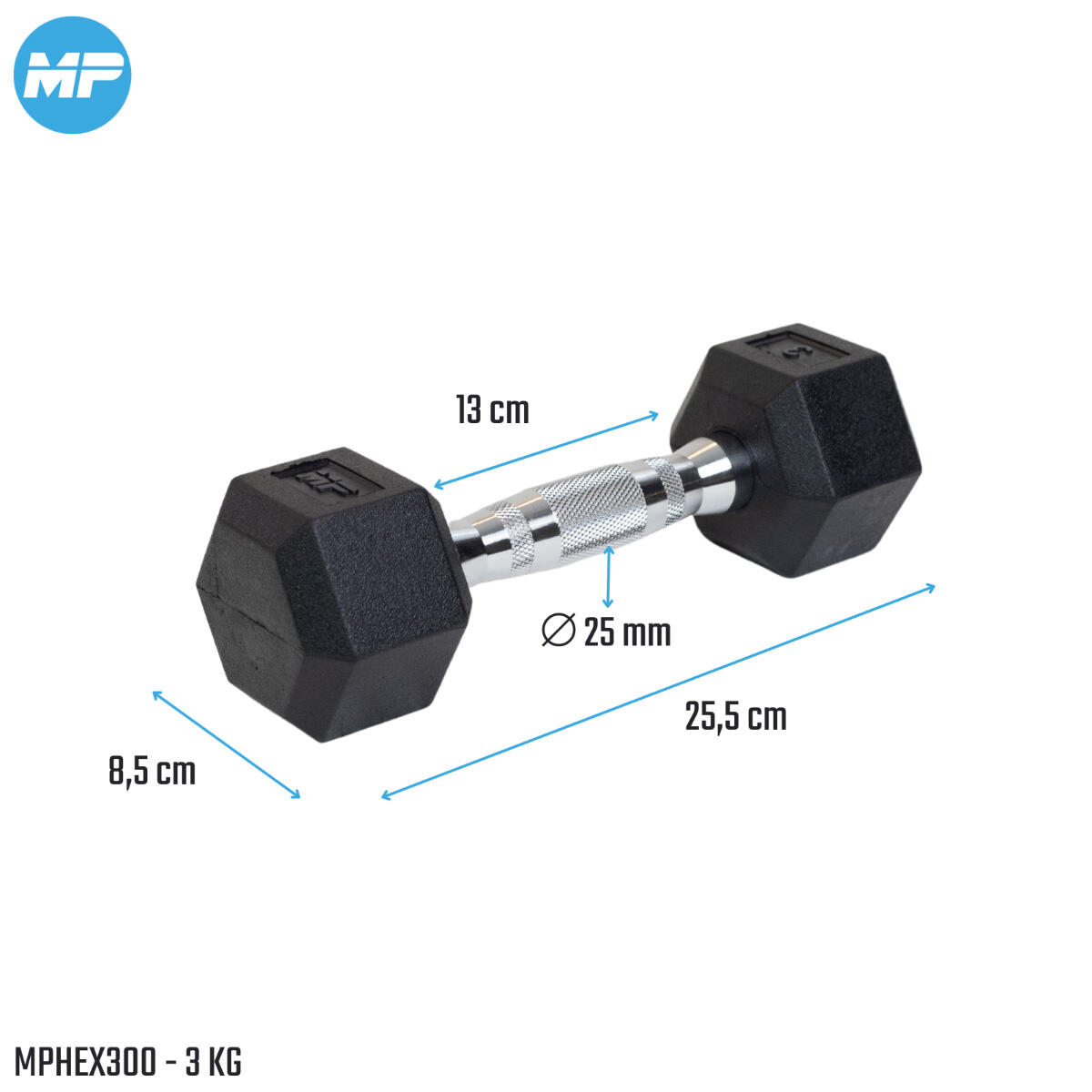Muscle Power Hexa Dumbbell 3 kg per Stuk 3/7